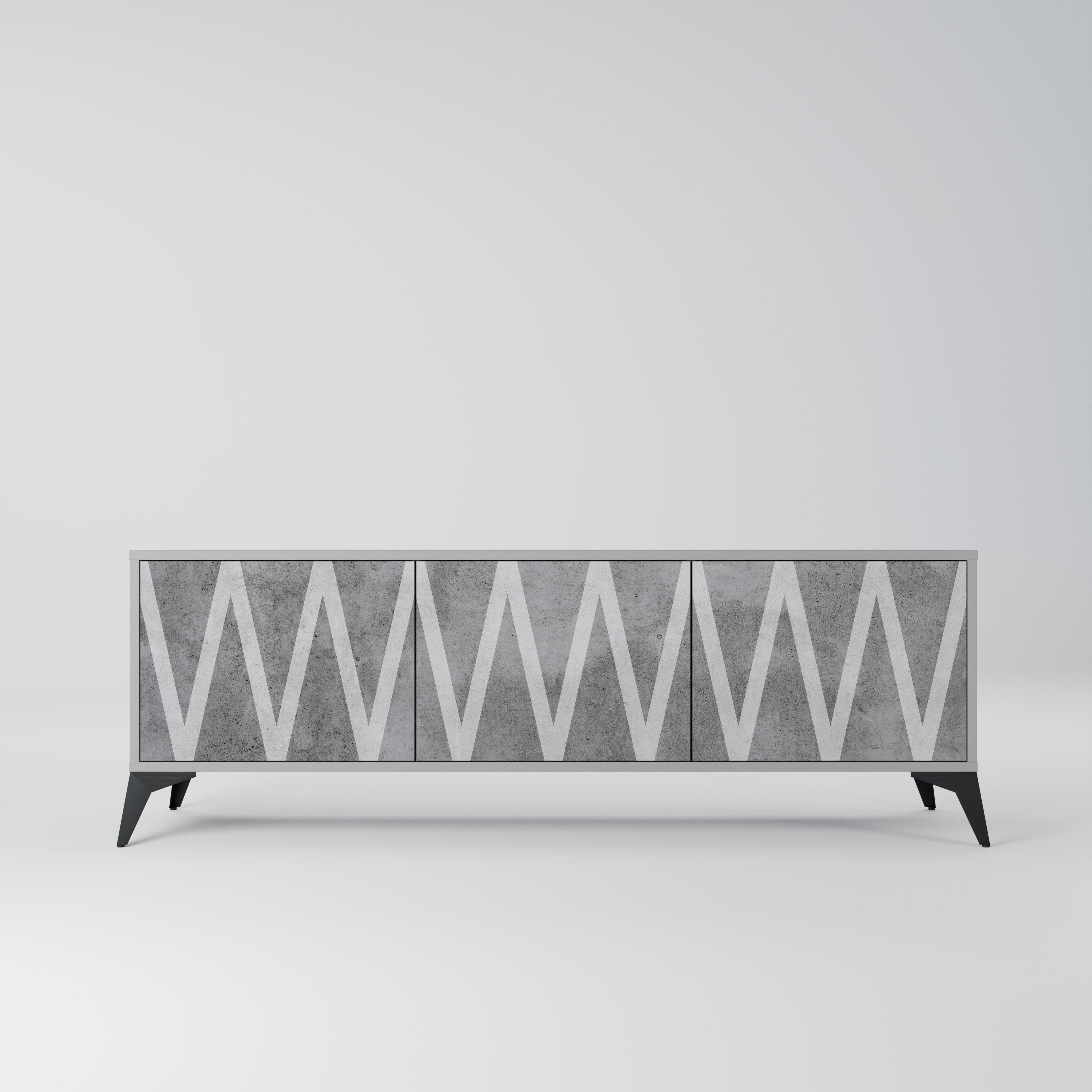 SOLID ZIG ZAG Móvel de TV com 3 Portas em Acabamento Cinzento