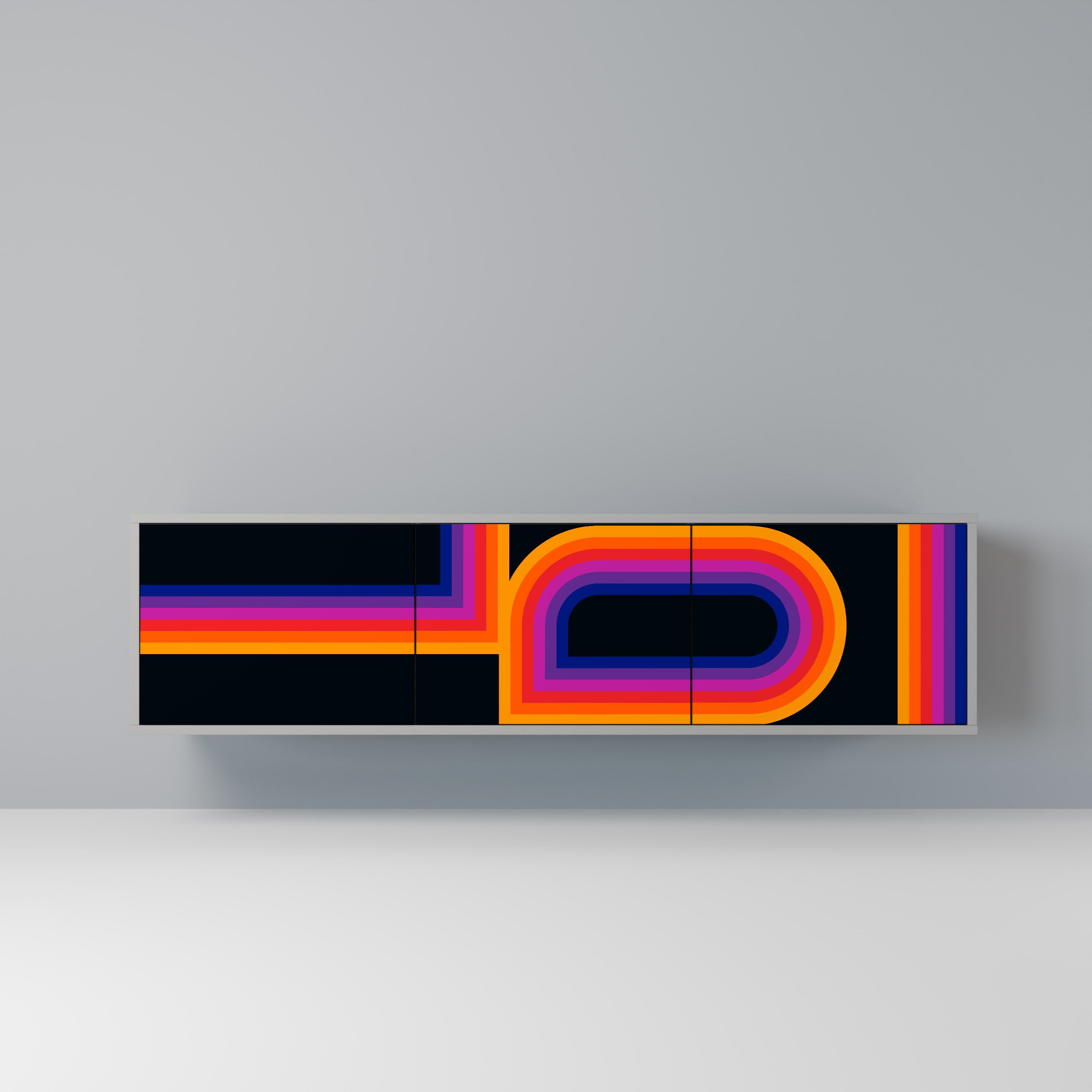 BLINDED BY THE LIGHTS Móvel de TV com 3 Portas em Acabamento Cinzento