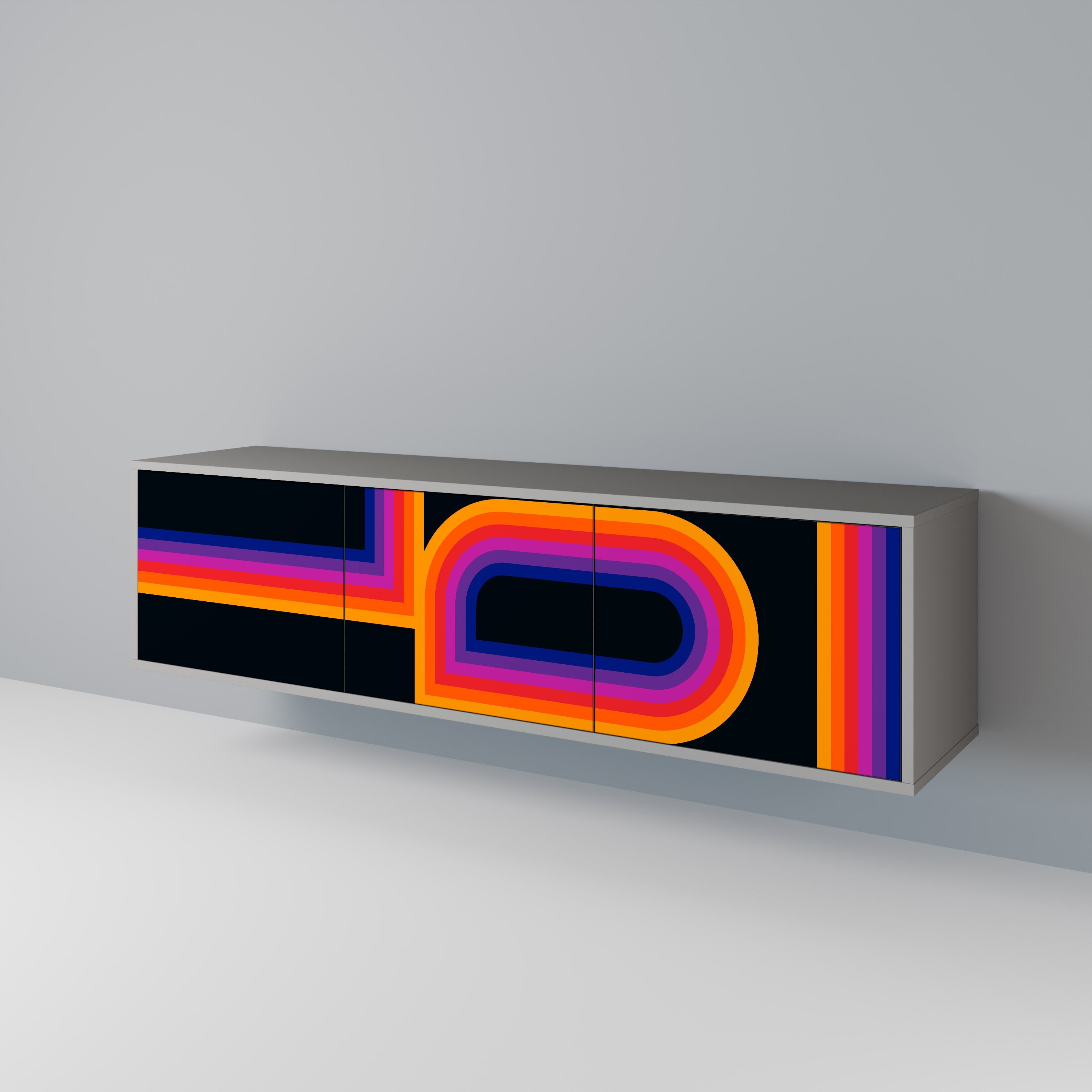 BLINDED BY THE LIGHTS Móvel de TV com 3 Portas em Acabamento Cinzento