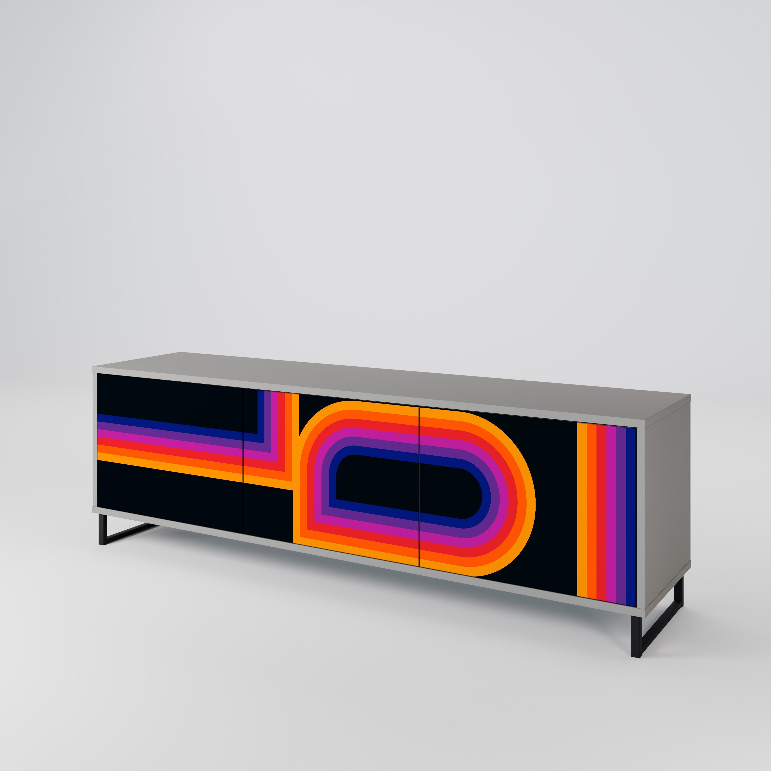 BLINDED BY THE LIGHTS Móvel de TV com 3 Portas em Acabamento Cinzento