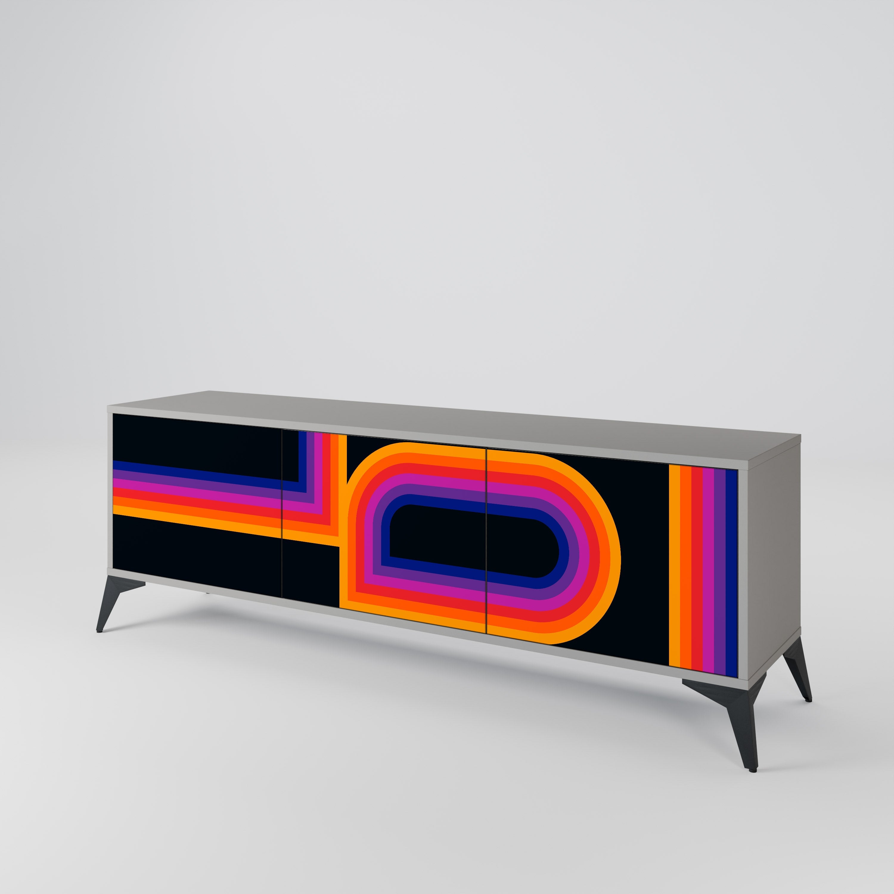 BLINDED BY THE LIGHTS Móvel de TV com 3 Portas em Acabamento Cinzento