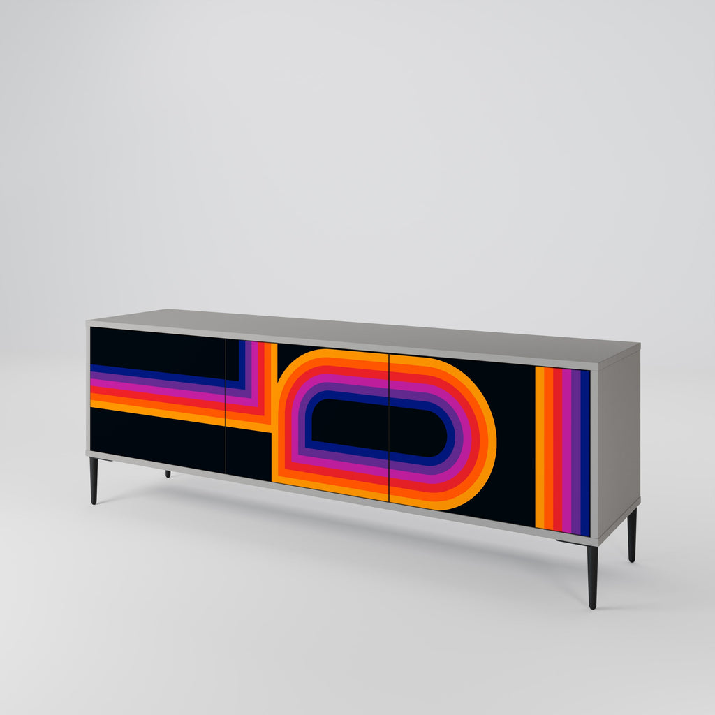 BLINDED BY THE LIGHTS Móvel de TV com 3 Portas em Acabamento Cinzento