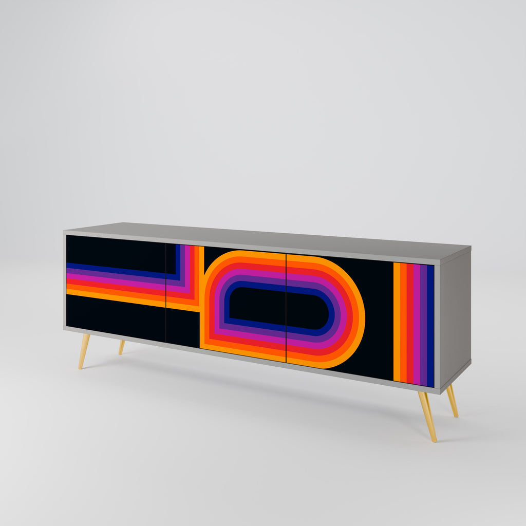 BLINDED BY THE LIGHTS Móvel de TV com 3 Portas em Acabamento Cinzento