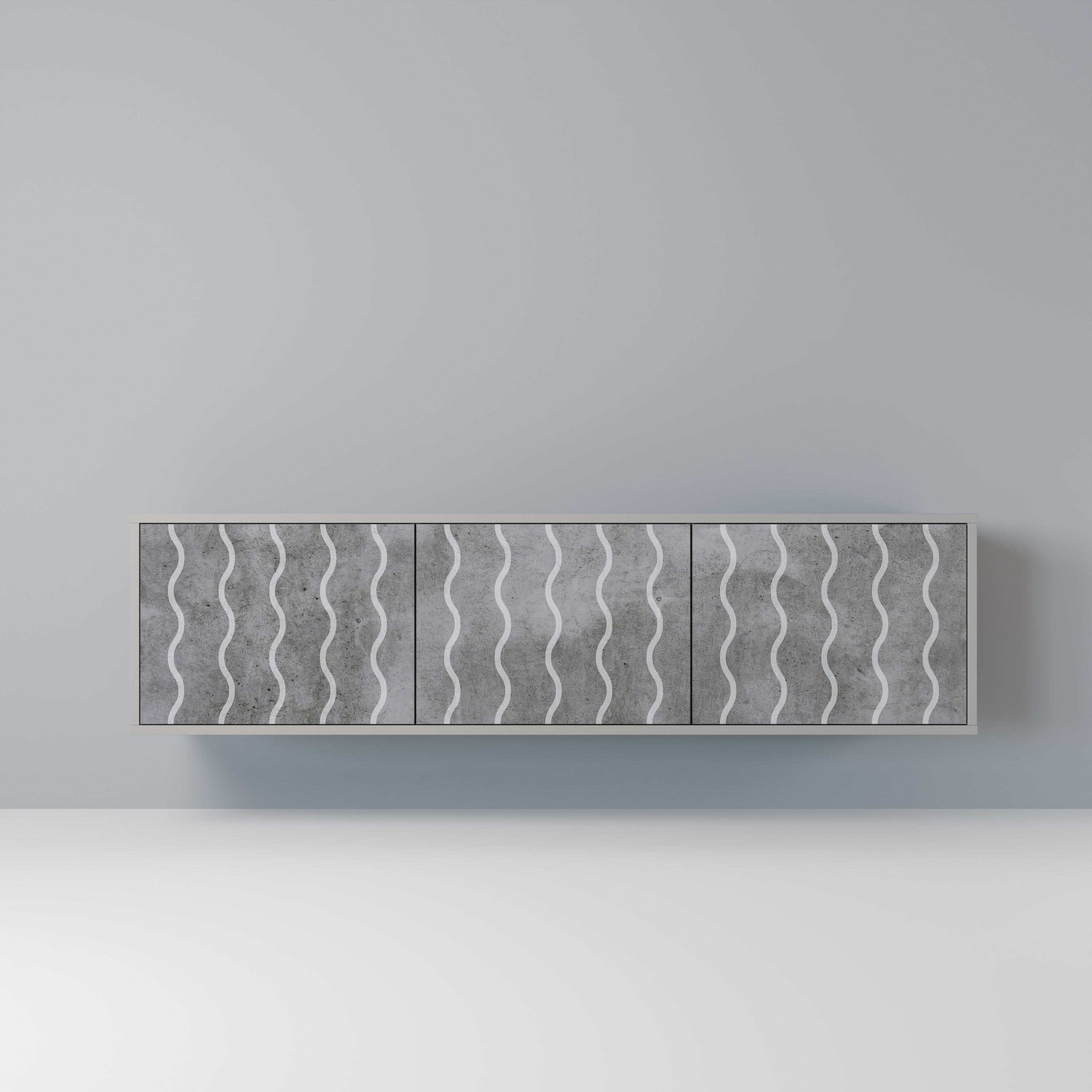 WAVES OF CONCRETE Móvel de TV com 3 Portas em Acabamento Cinzento