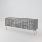 WAVES OF CONCRETE 3-Door TV Stand in Grey Finish