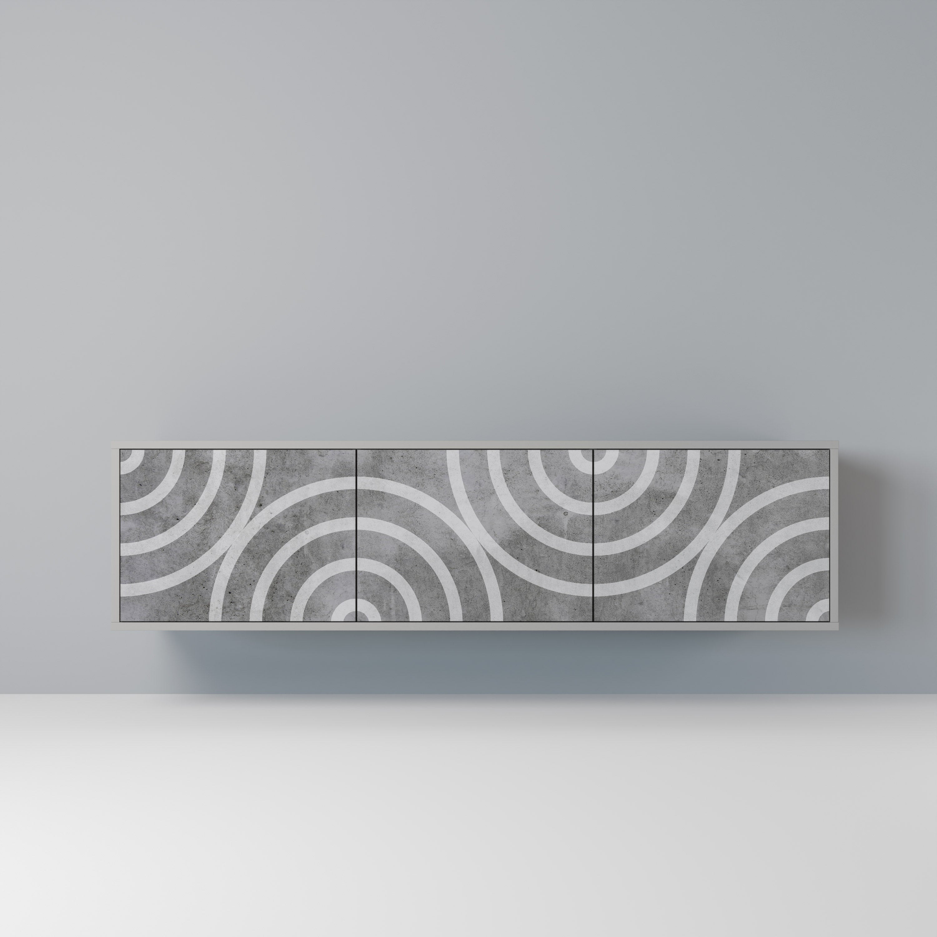 CIRCLE CONCRETE Móvel de TV com 3 Portas em Acabamento Cinzento