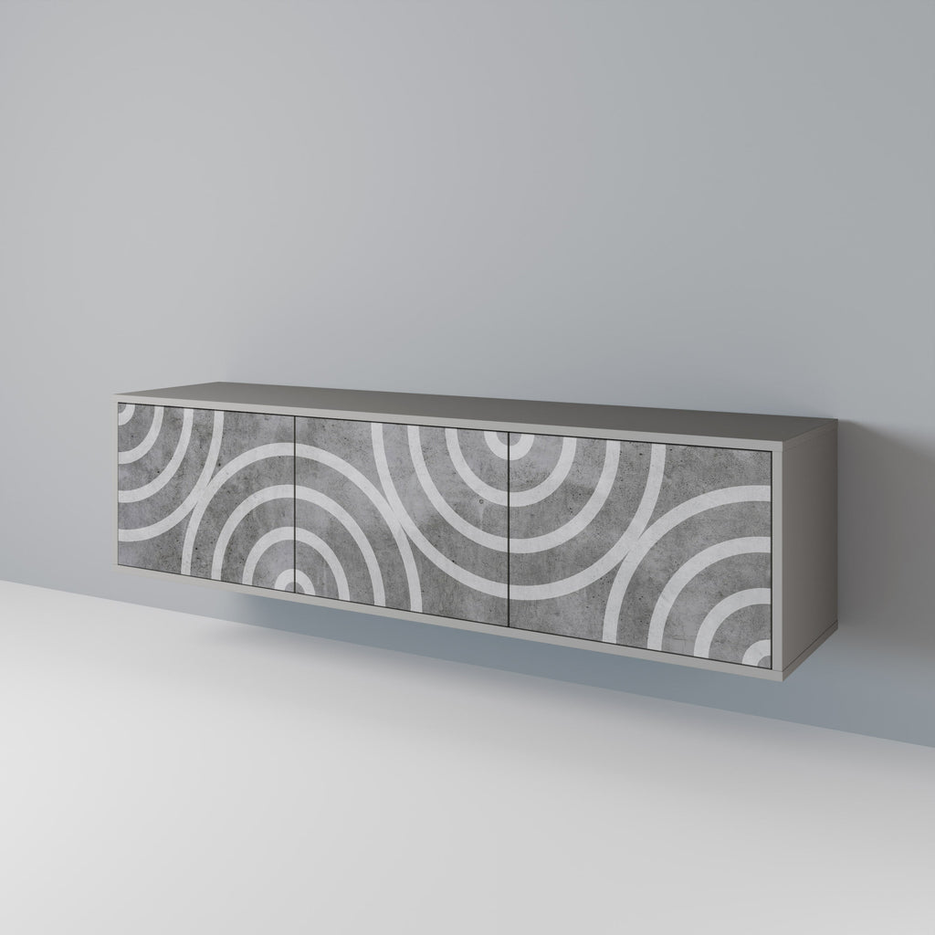 CIRCLE CONCRETE Móvel de TV com 3 Portas em Acabamento Cinzento