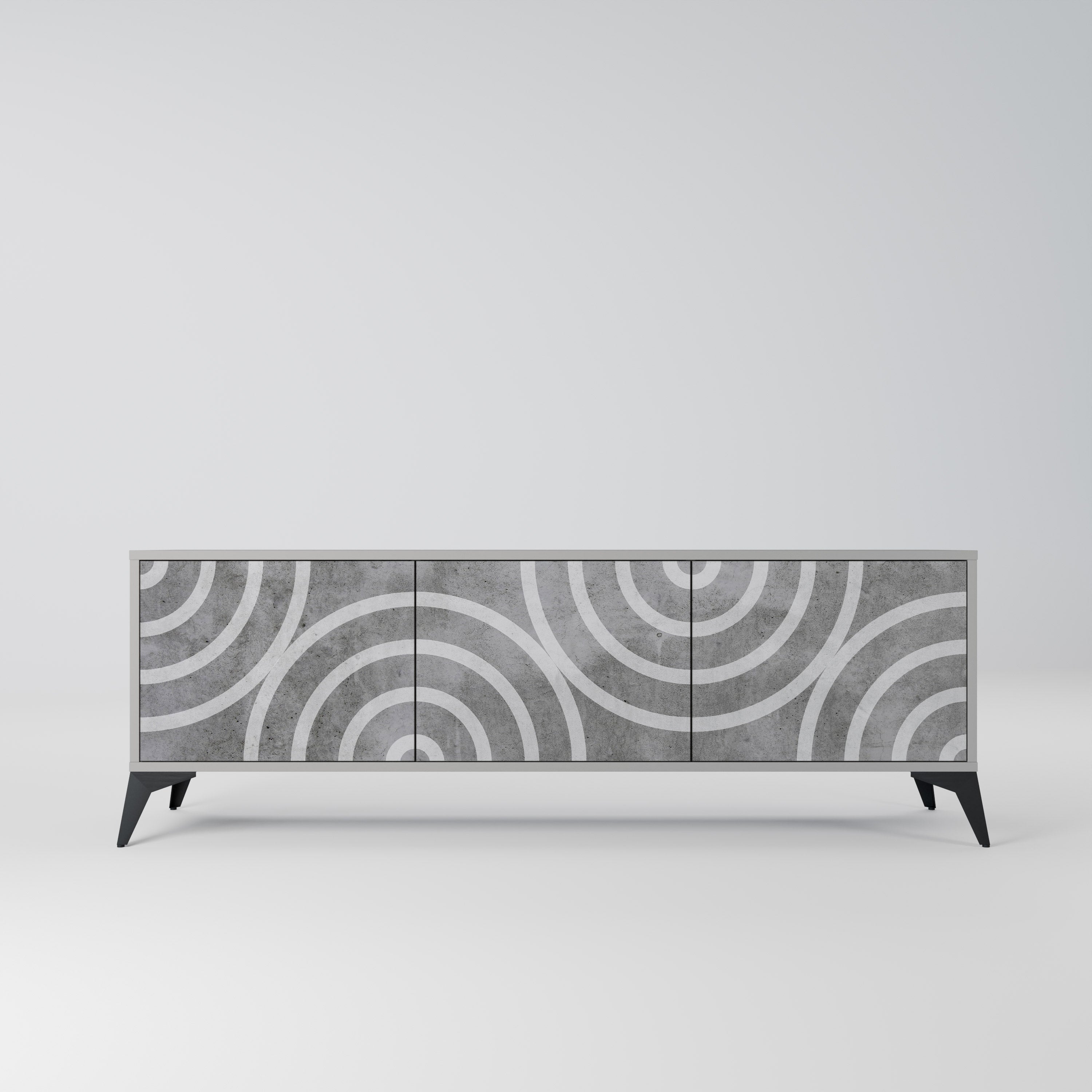 CIRCLE CONCRETE Móvel de TV com 3 Portas em Acabamento Cinzento