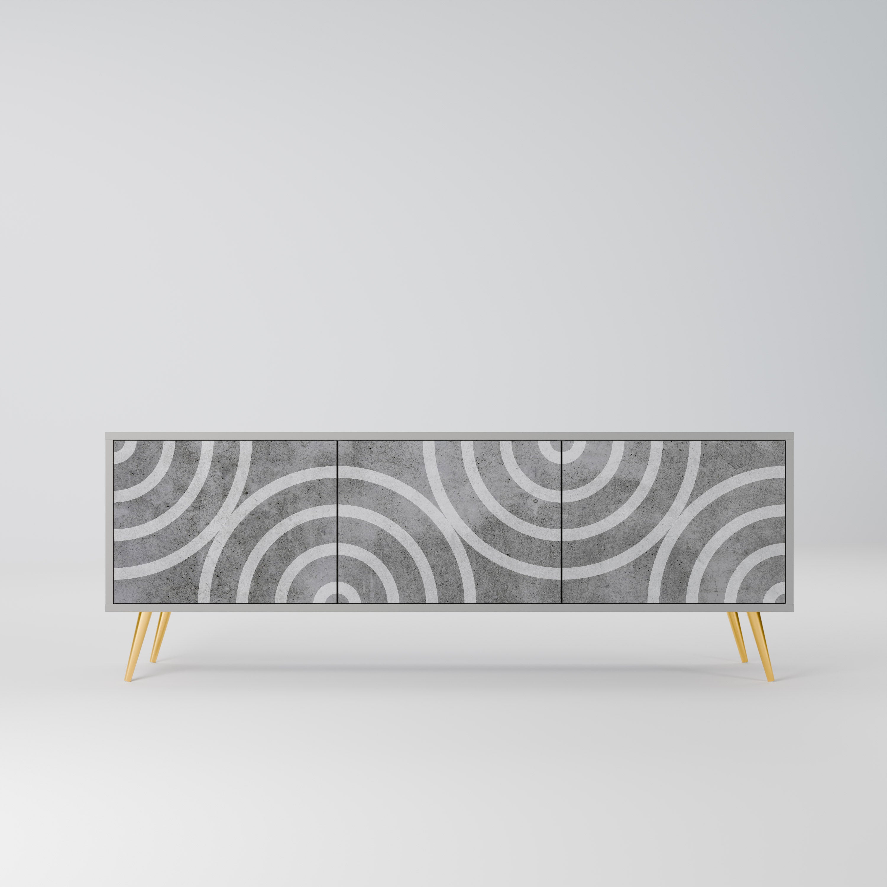 CIRCLE CONCRETE Móvel de TV com 3 Portas em Acabamento Cinzento