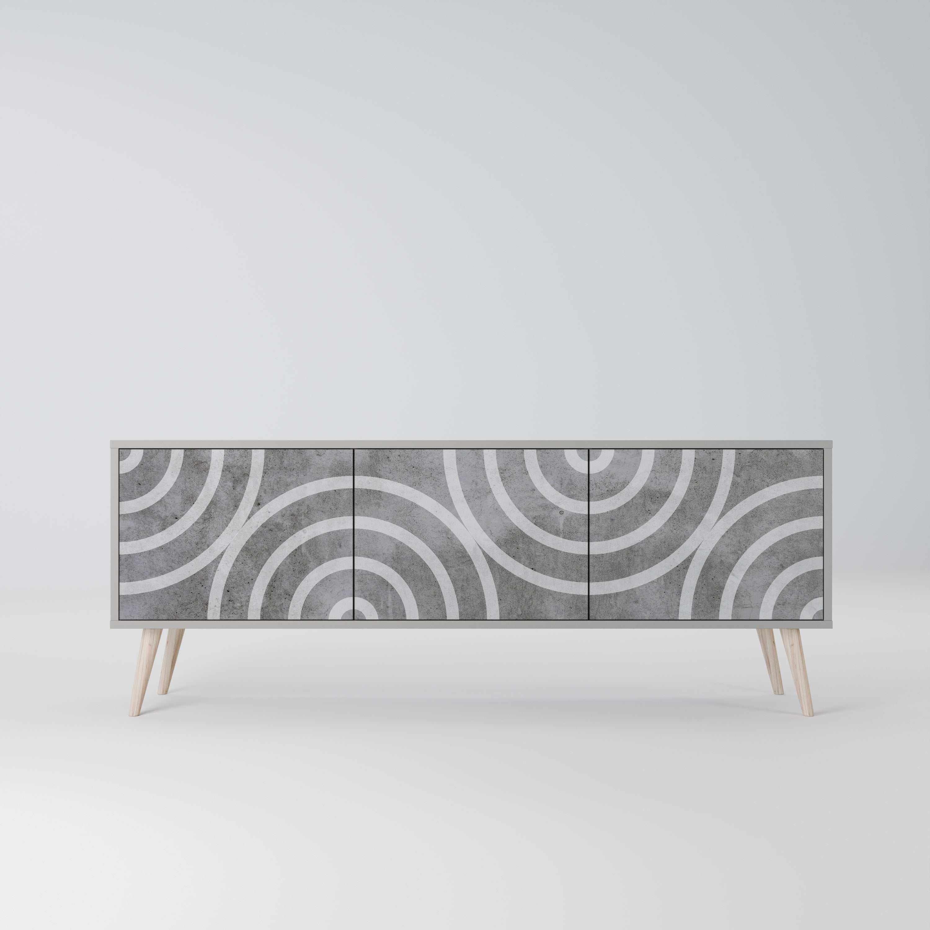 CIRCLE CONCRETE Móvel de TV com 3 Portas em Acabamento Cinzento