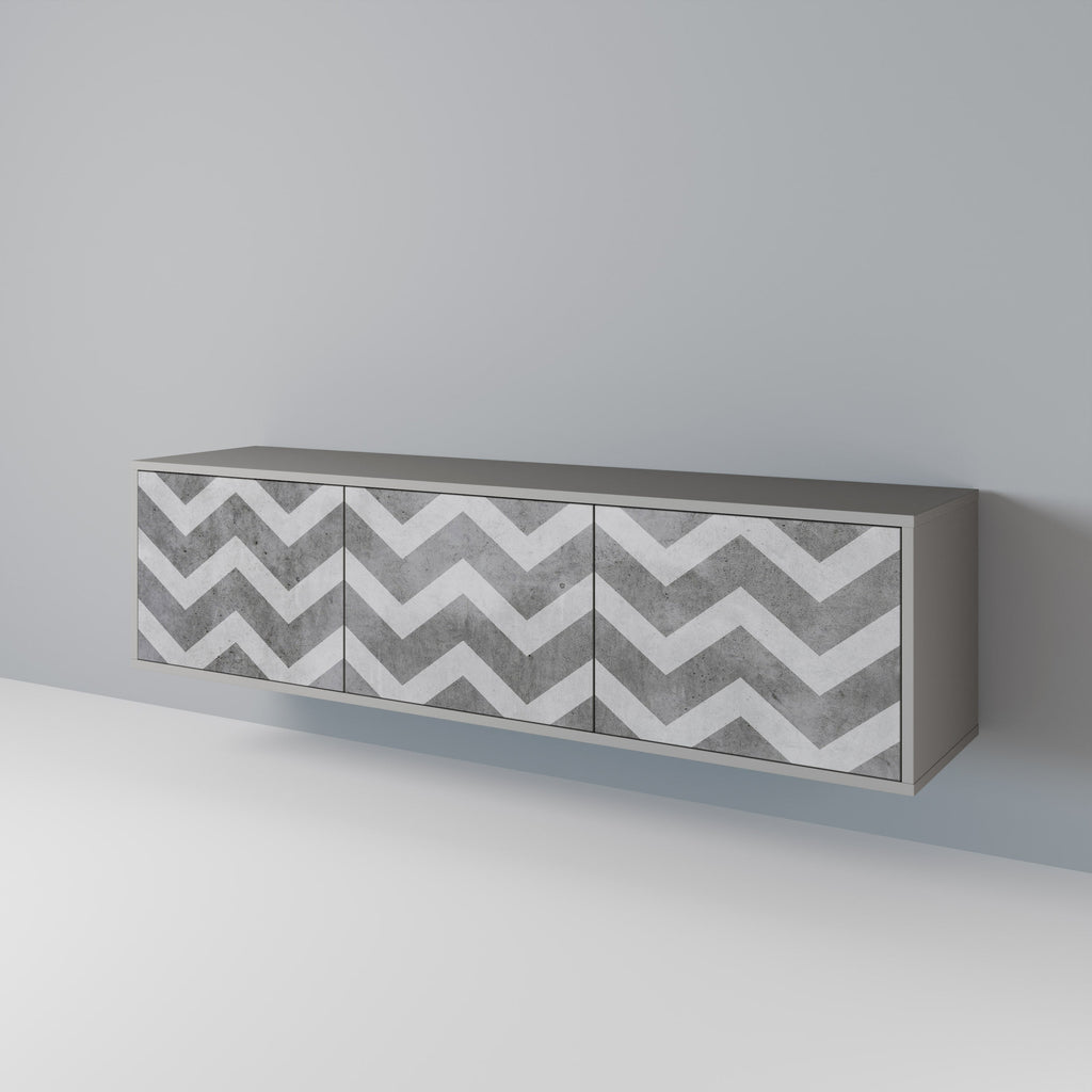 TOUGH ZIG ZAG 3-Door TV Stand in Grey Finish