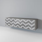 TOUGH ZIG ZAG 3-Door TV Stand in Grey Finish