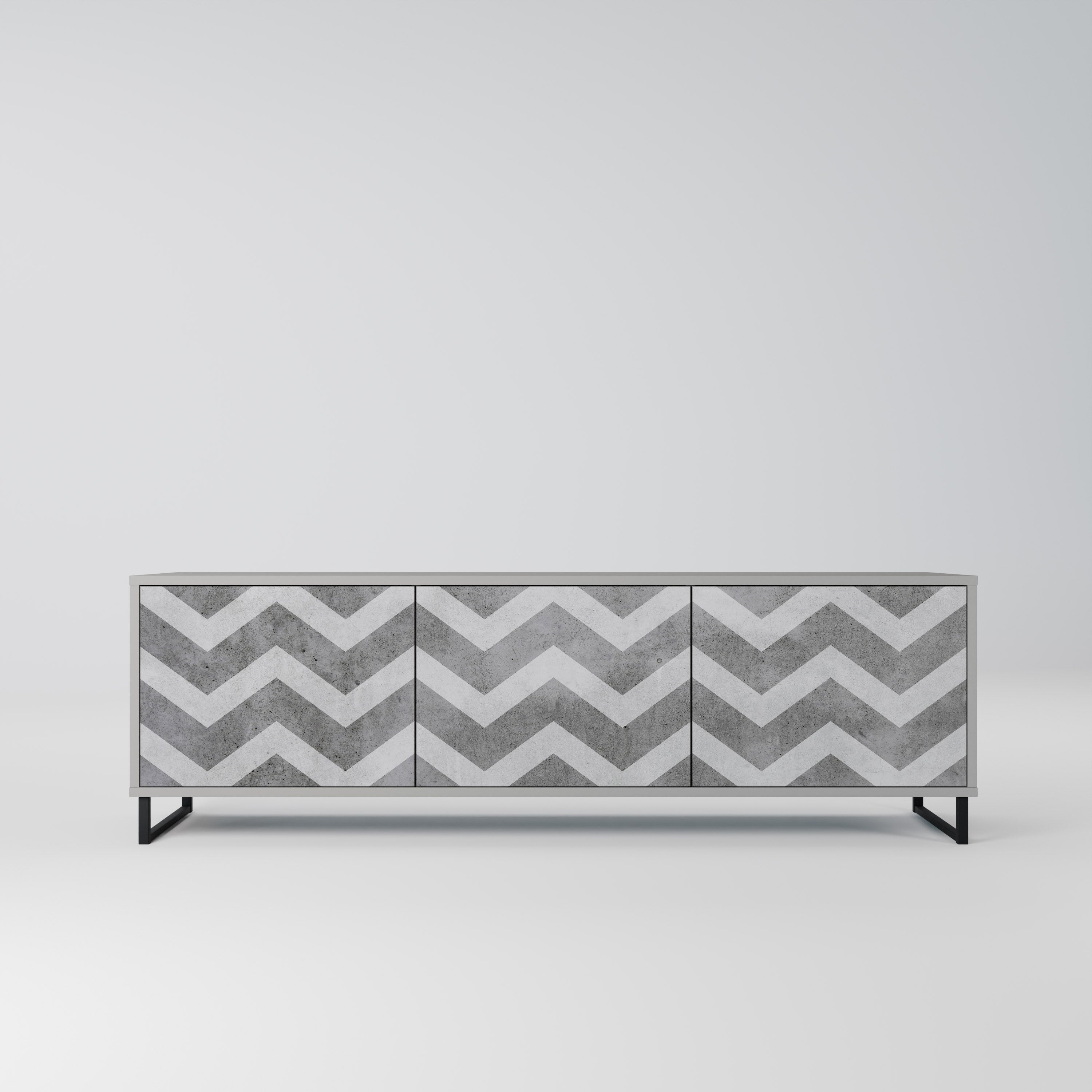 TOUGH ZIG ZAG Móvel de TV com 3 Portas em Acabamento Cinzento