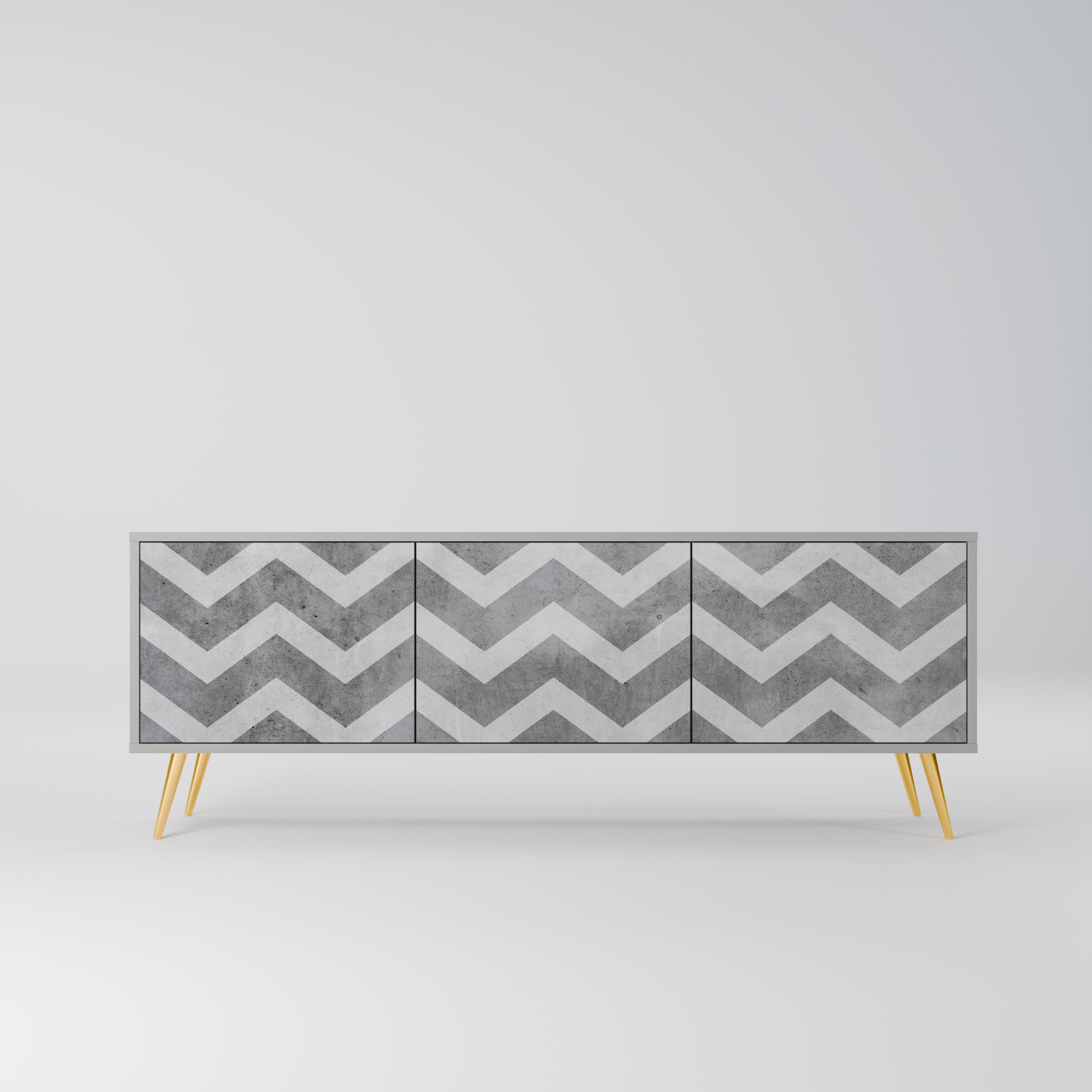 TOUGH ZIG ZAG Móvel de TV com 3 Portas em Acabamento Cinzento