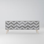 TOUGH ZIG ZAG 3-Door TV Stand in Grey Finish