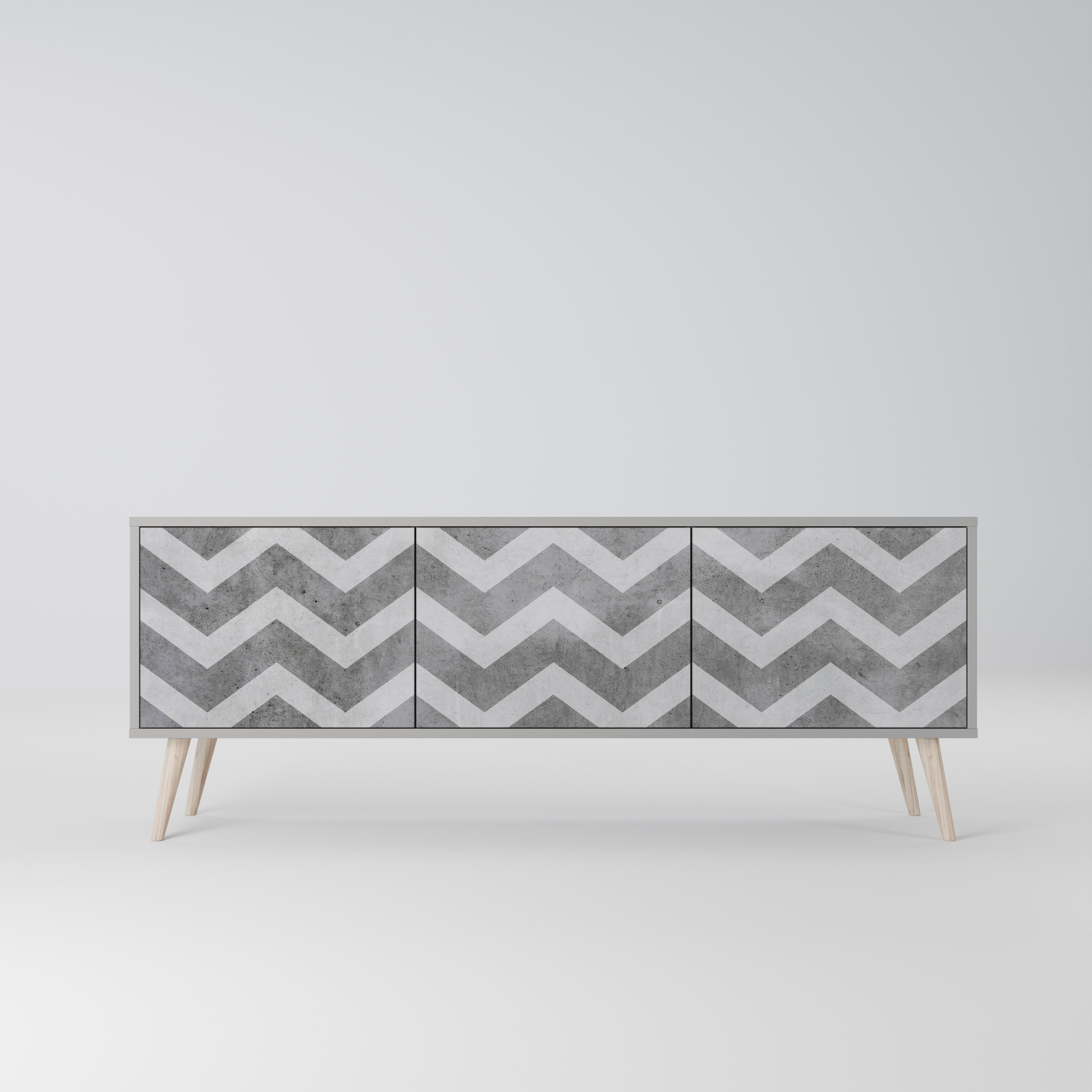 TOUGH ZIG ZAG Móvel de TV com 3 Portas em Acabamento Cinzento