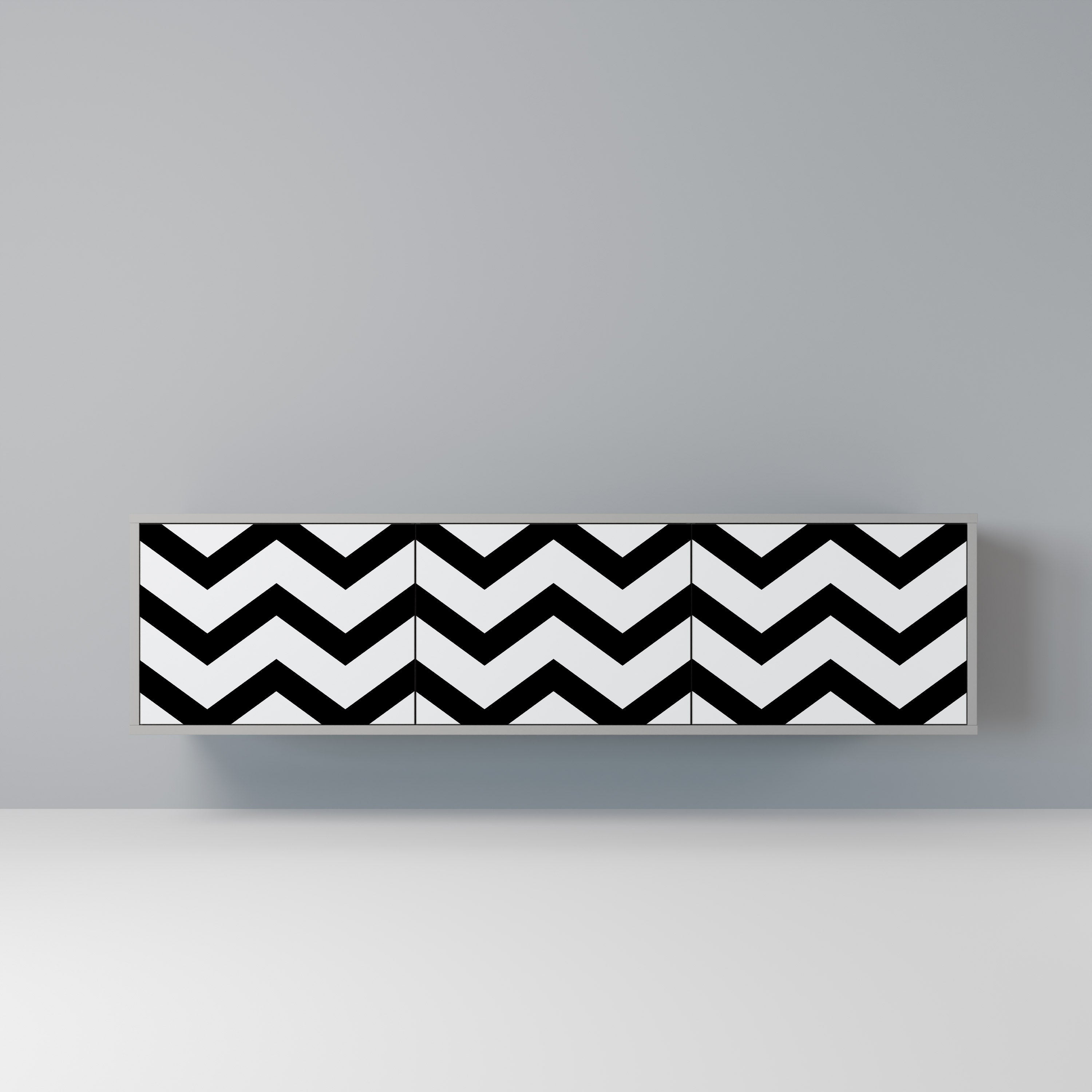 CLASSIC ZIG ZAG Móvel de TV com 3 Portas em Acabamento Cinzento