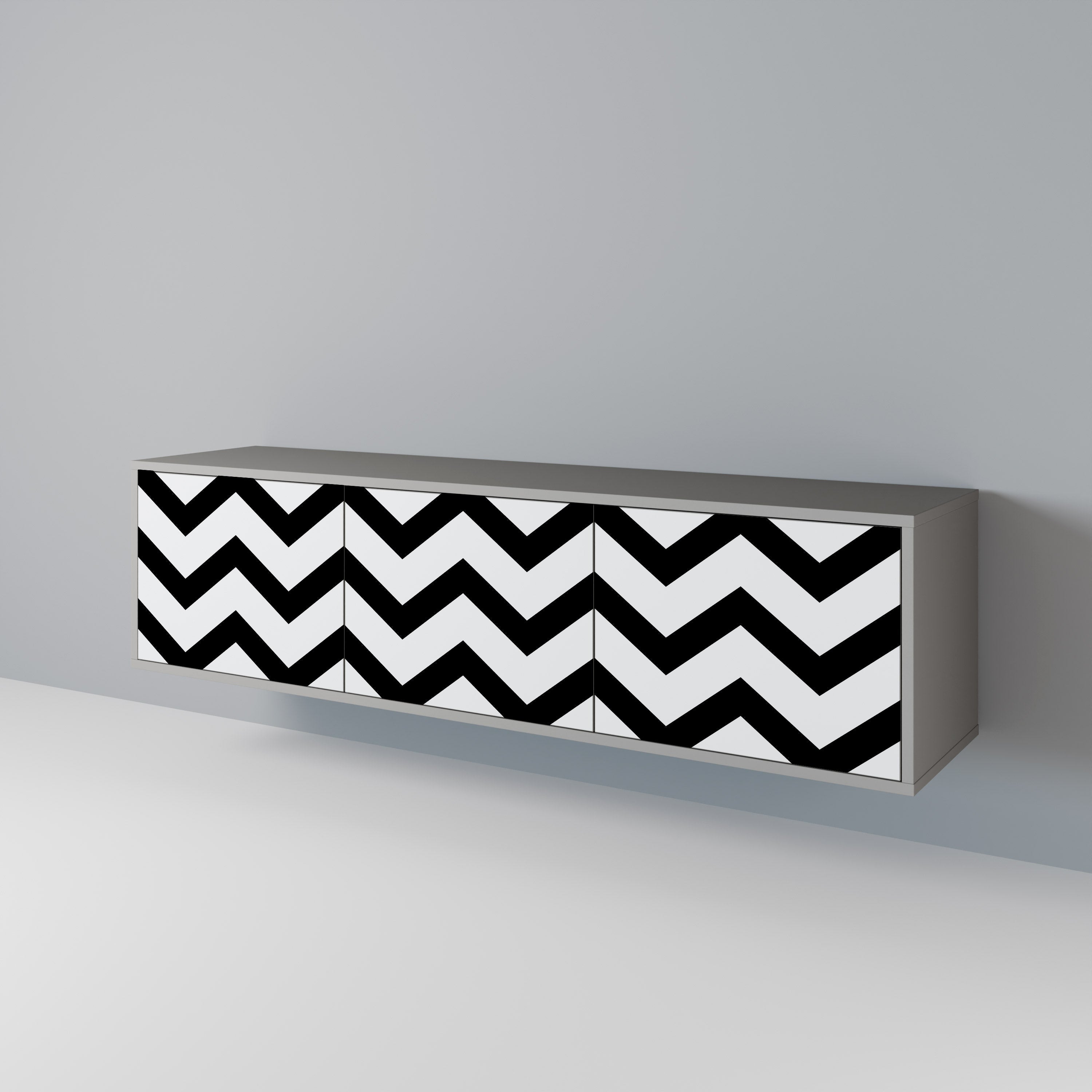 CLASSIC ZIG ZAG Móvel de TV com 3 Portas em Acabamento Cinzento