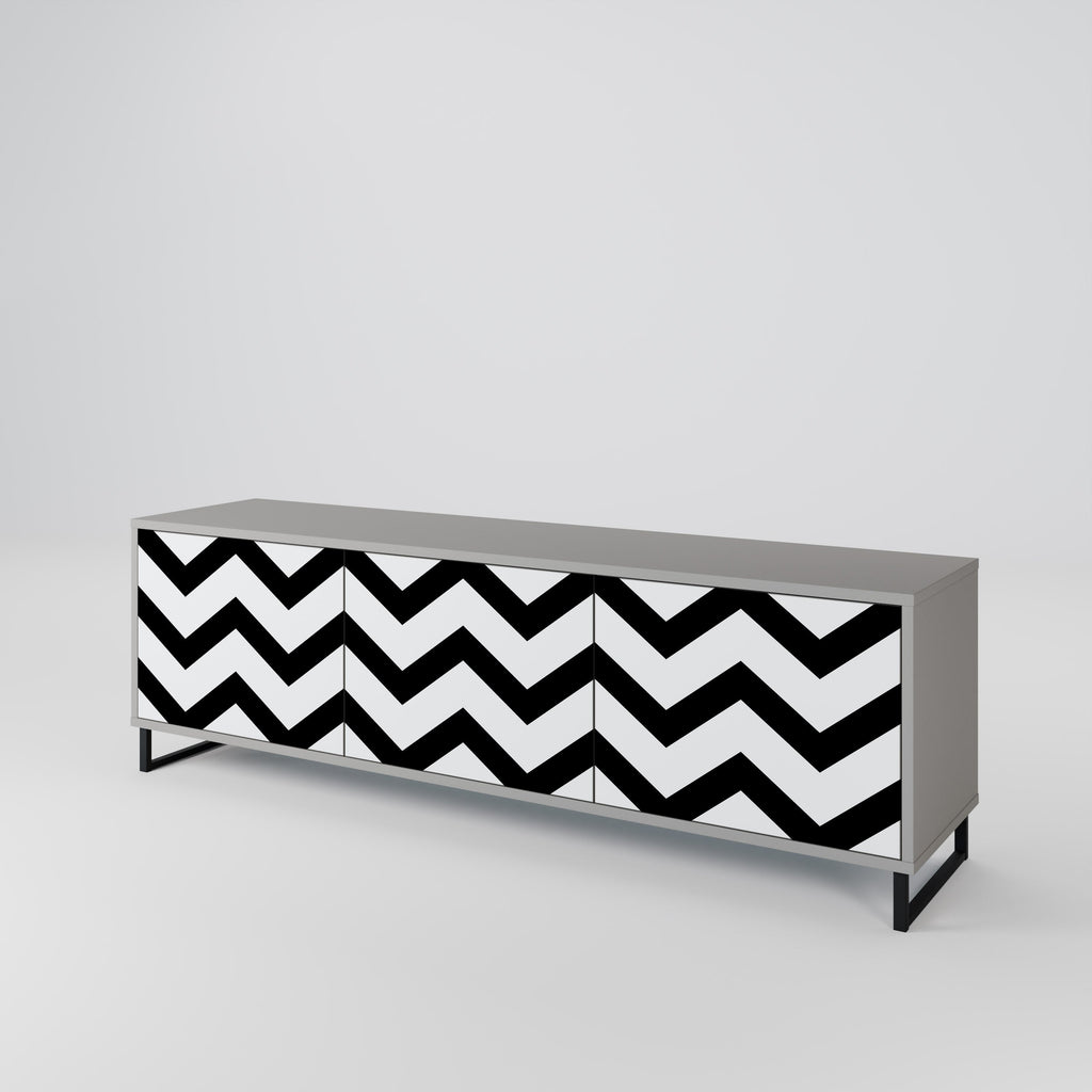 CLASSIC ZIG ZAG Móvel de TV com 3 Portas em Acabamento Cinzento