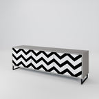CLASSIC ZIG ZAG Móvel de TV com 3 Portas em Acabamento Cinzento