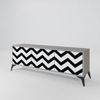 CLASSIC ZIG ZAG Móvel de TV com 3 Portas em Acabamento Cinzento