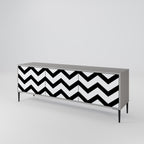 CLASSIC ZIG ZAG Móvel de TV com 3 Portas em Acabamento Cinzento