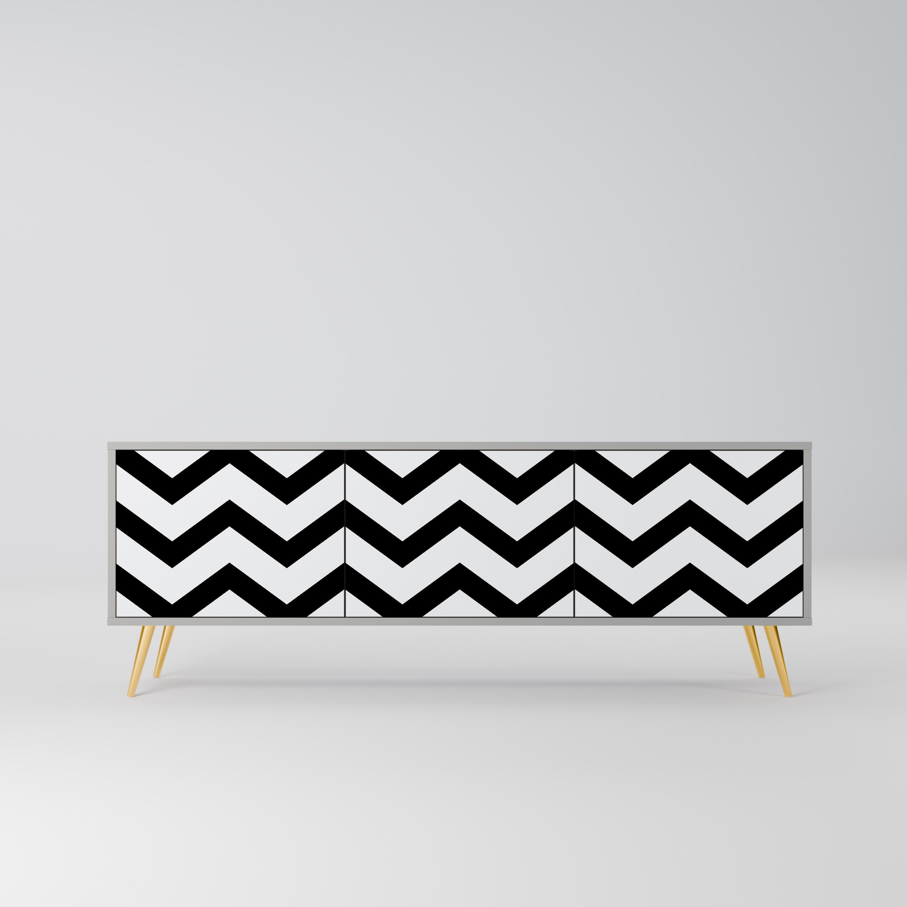 CLASSIC ZIG ZAG Móvel de TV com 3 Portas em Acabamento Cinzento