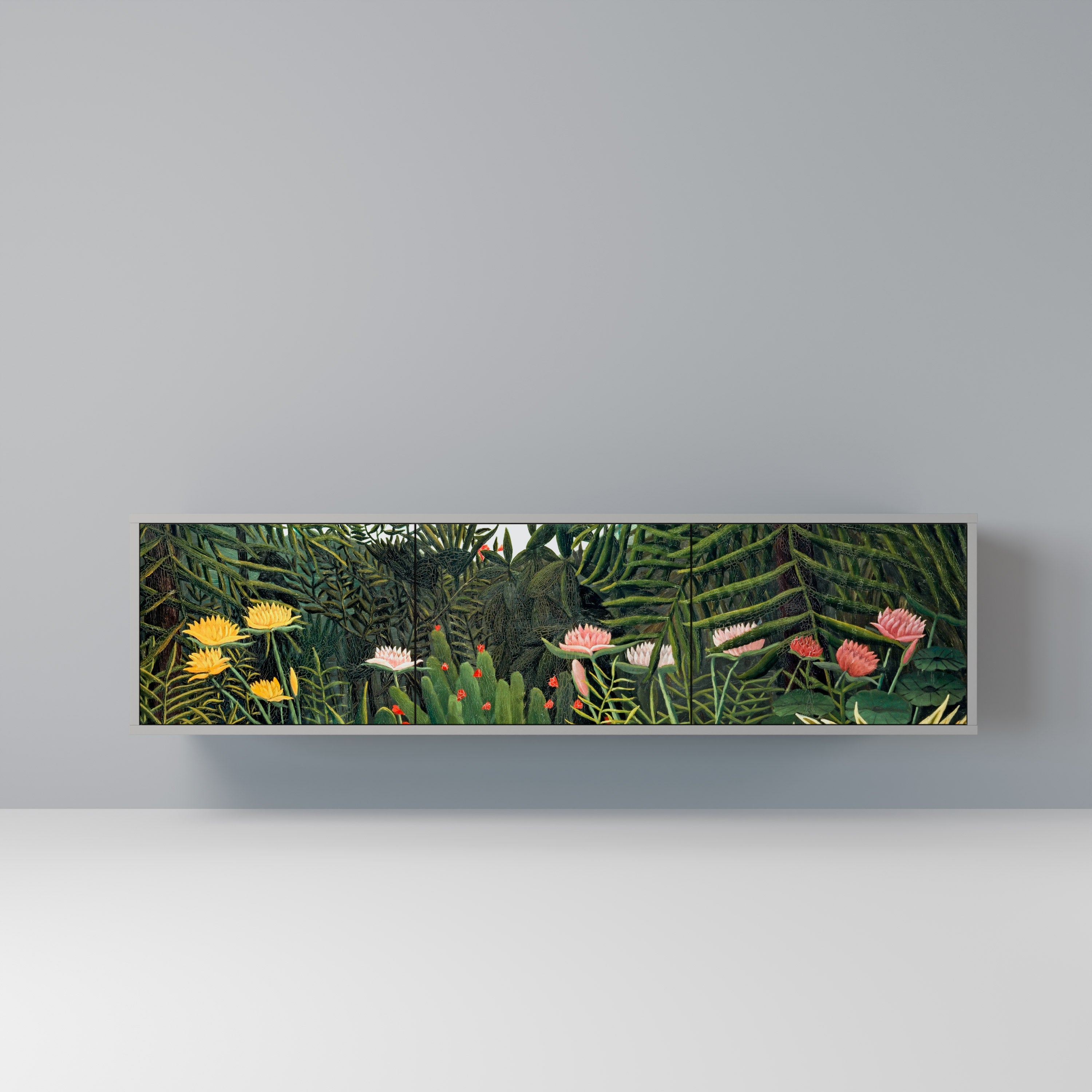 VIRGIN FOREST WITH SUNSET Móvel de TV com 3 Portas em Acabamento Cinzento