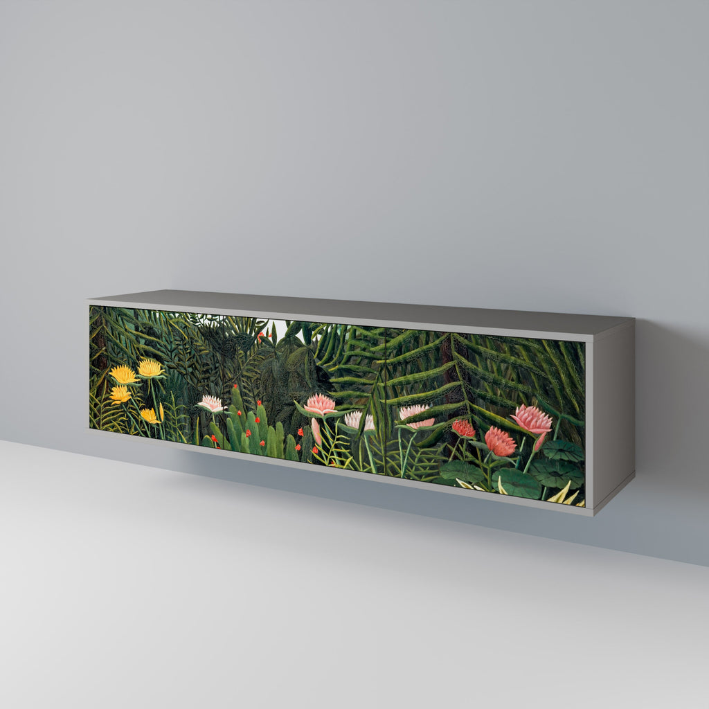 VIRGIN FOREST WITH SUNSET Móvel de TV com 3 Portas em Acabamento Cinzento