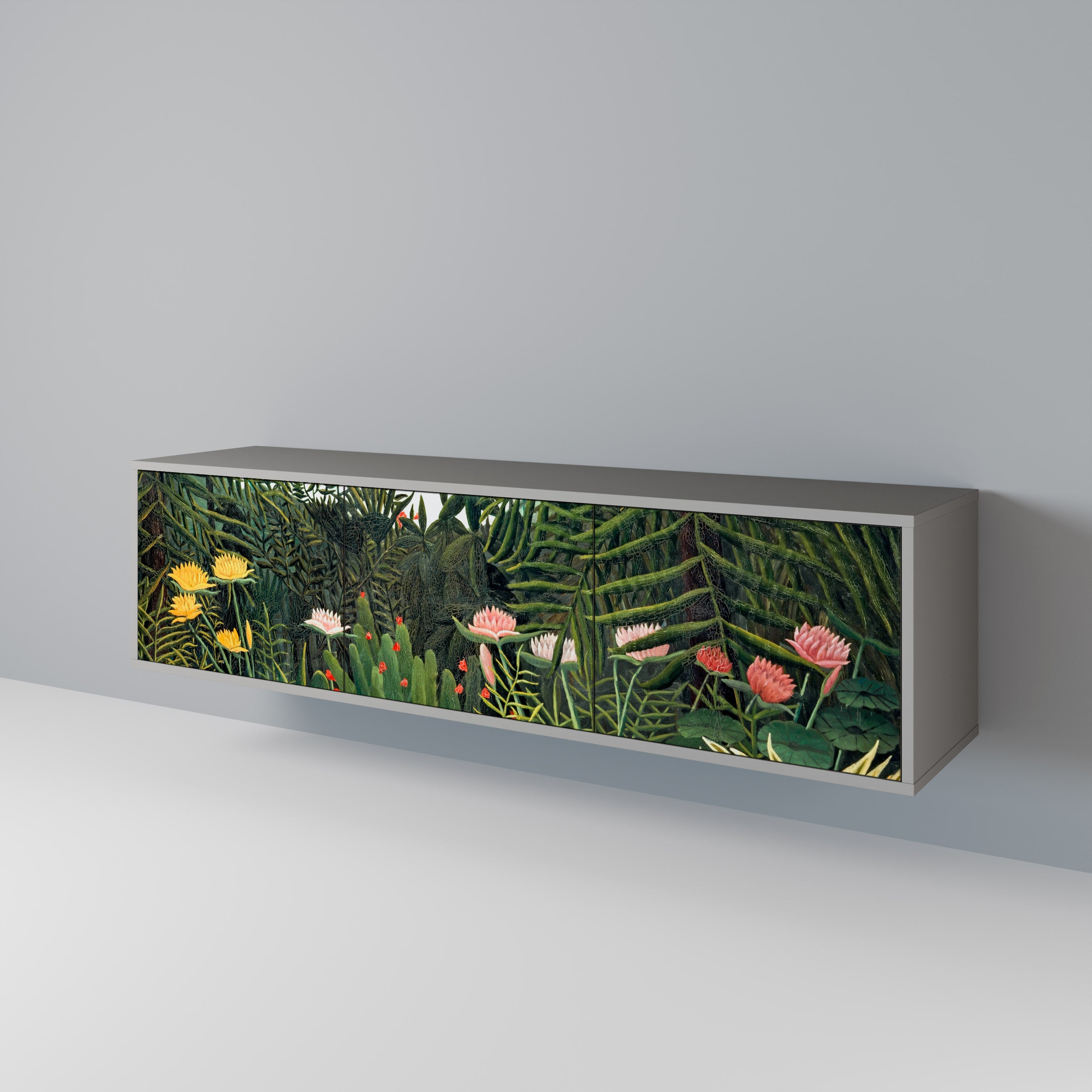 VIRGIN FOREST WITH SUNSET Móvel de TV com 3 Portas em Acabamento Cinzento