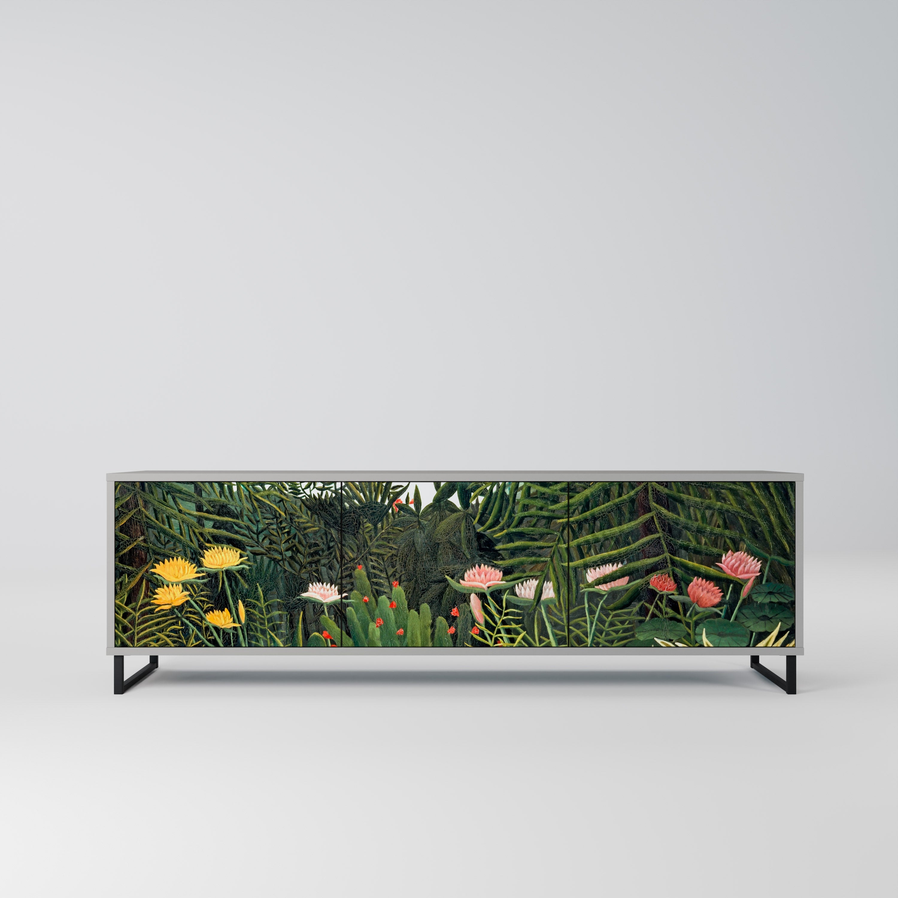 VIRGIN FOREST WITH SUNSET Móvel de TV com 3 Portas em Acabamento Cinzento