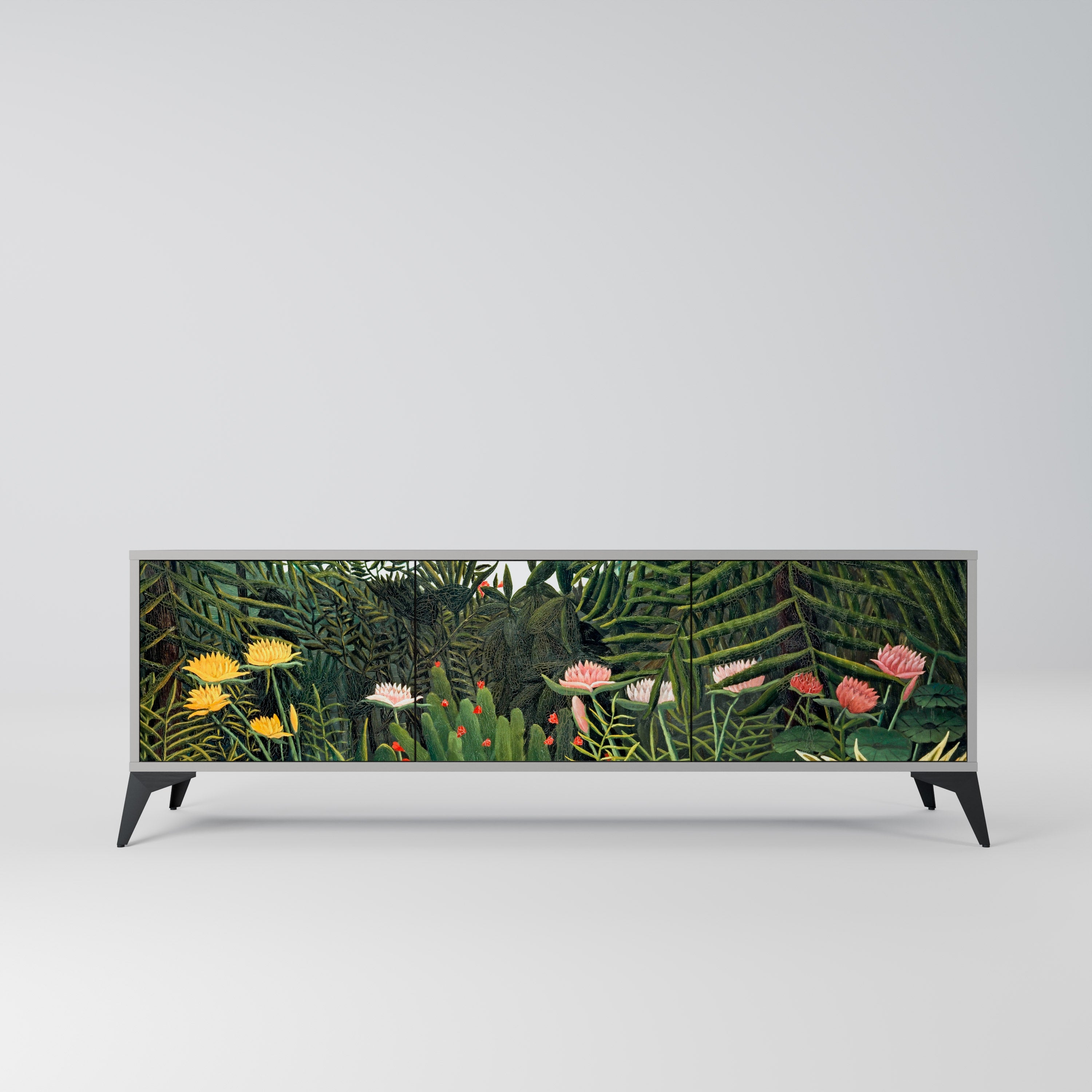 VIRGIN FOREST WITH SUNSET Móvel de TV com 3 Portas em Acabamento Cinzento