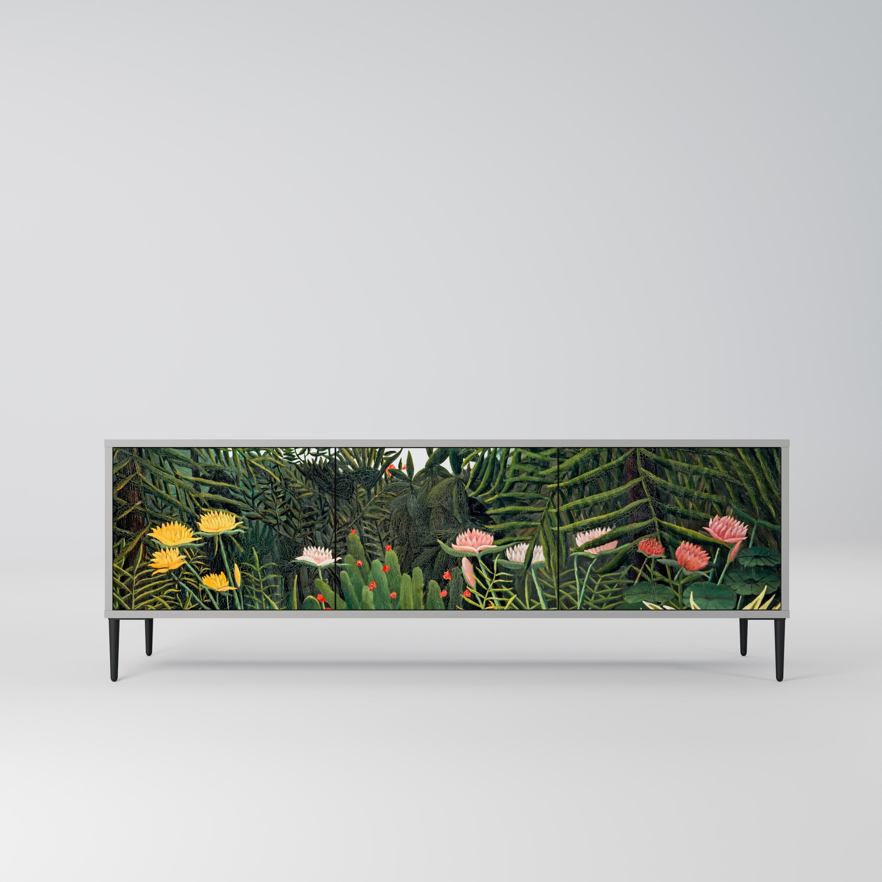 VIRGIN FOREST WITH SUNSET Móvel de TV com 3 Portas em Acabamento Cinzento