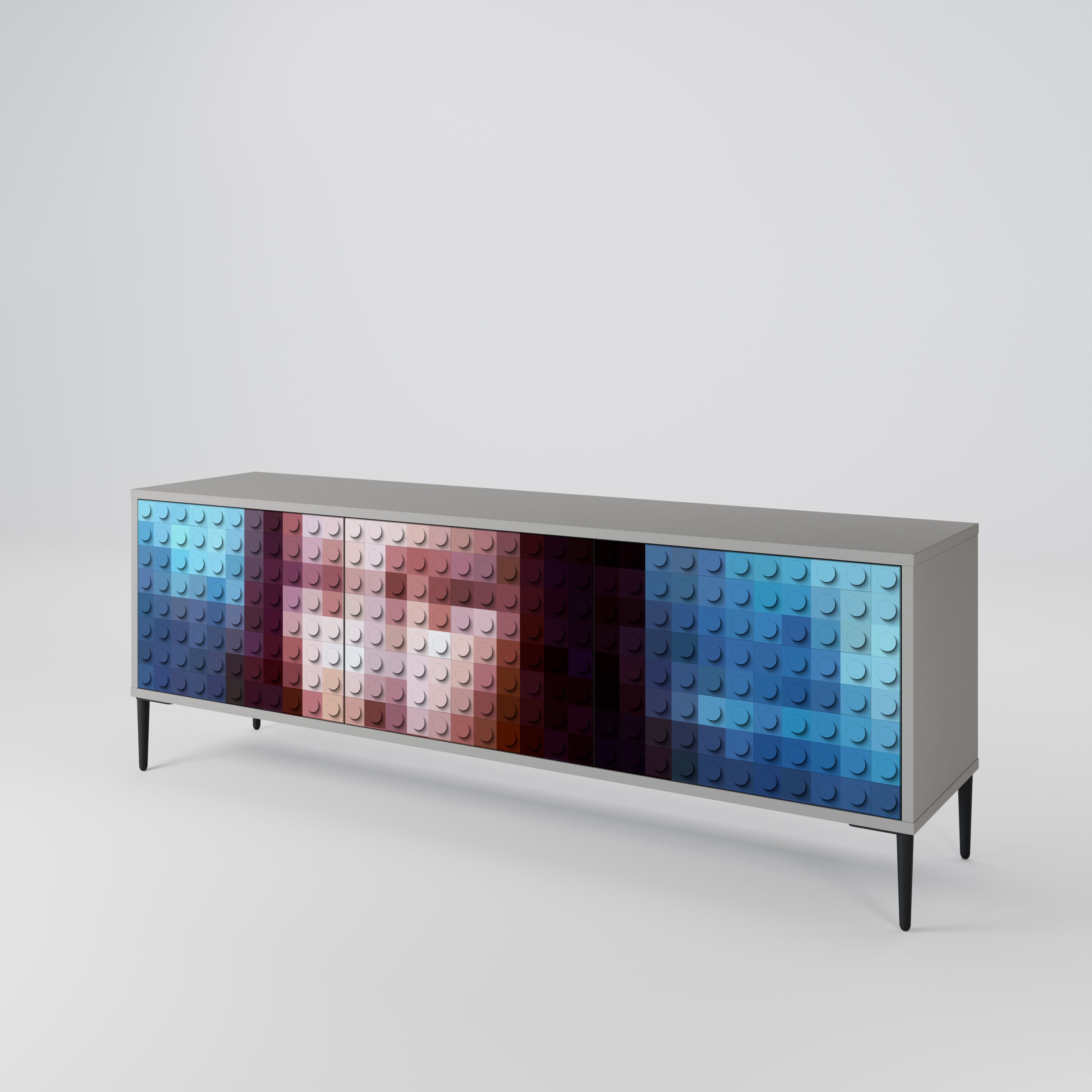 CONSTRUCTIVE ART Móvel de TV com 3 Portas em Acabamento Cinzento