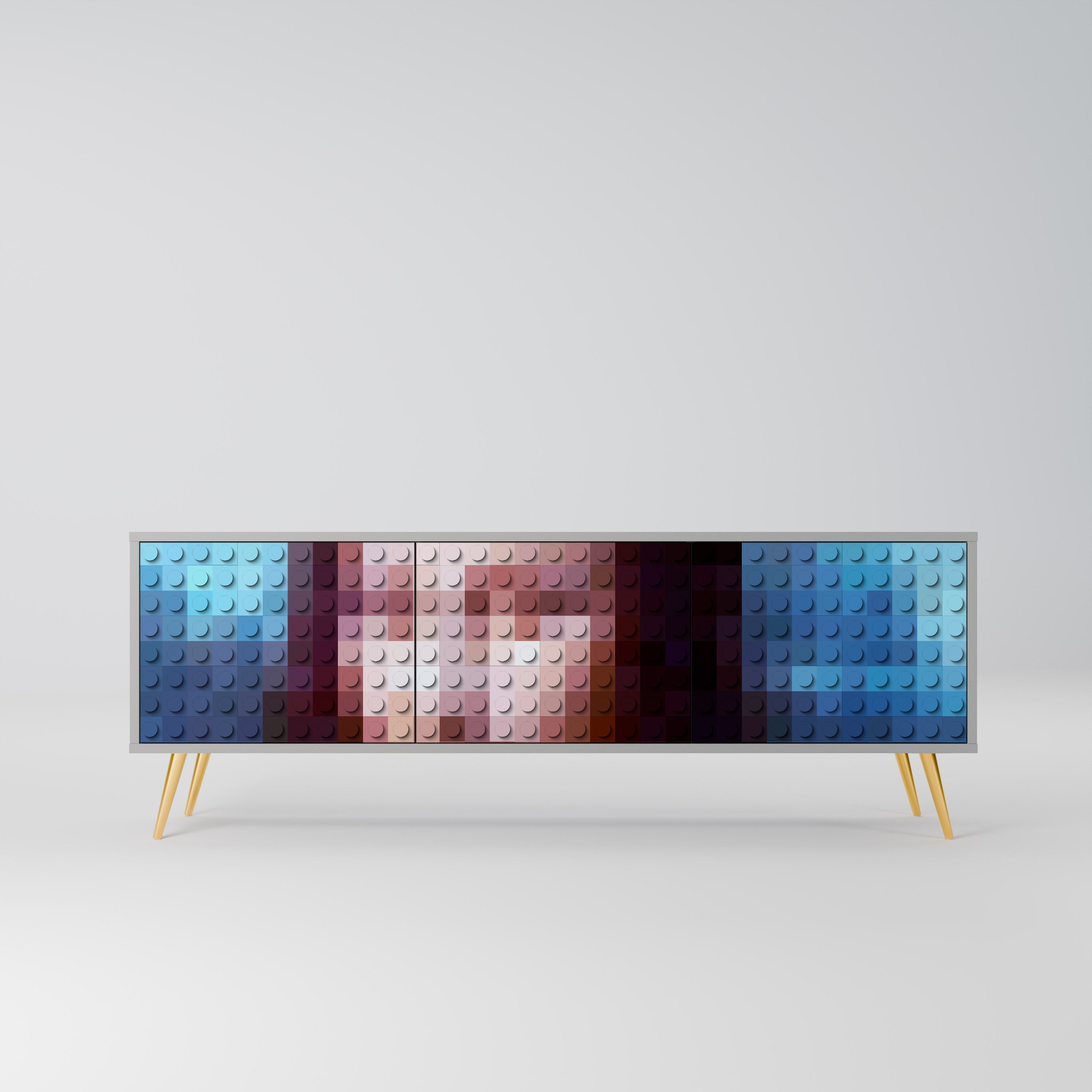 CONSTRUCTIVE ART Móvel de TV com 3 Portas em Acabamento Cinzento