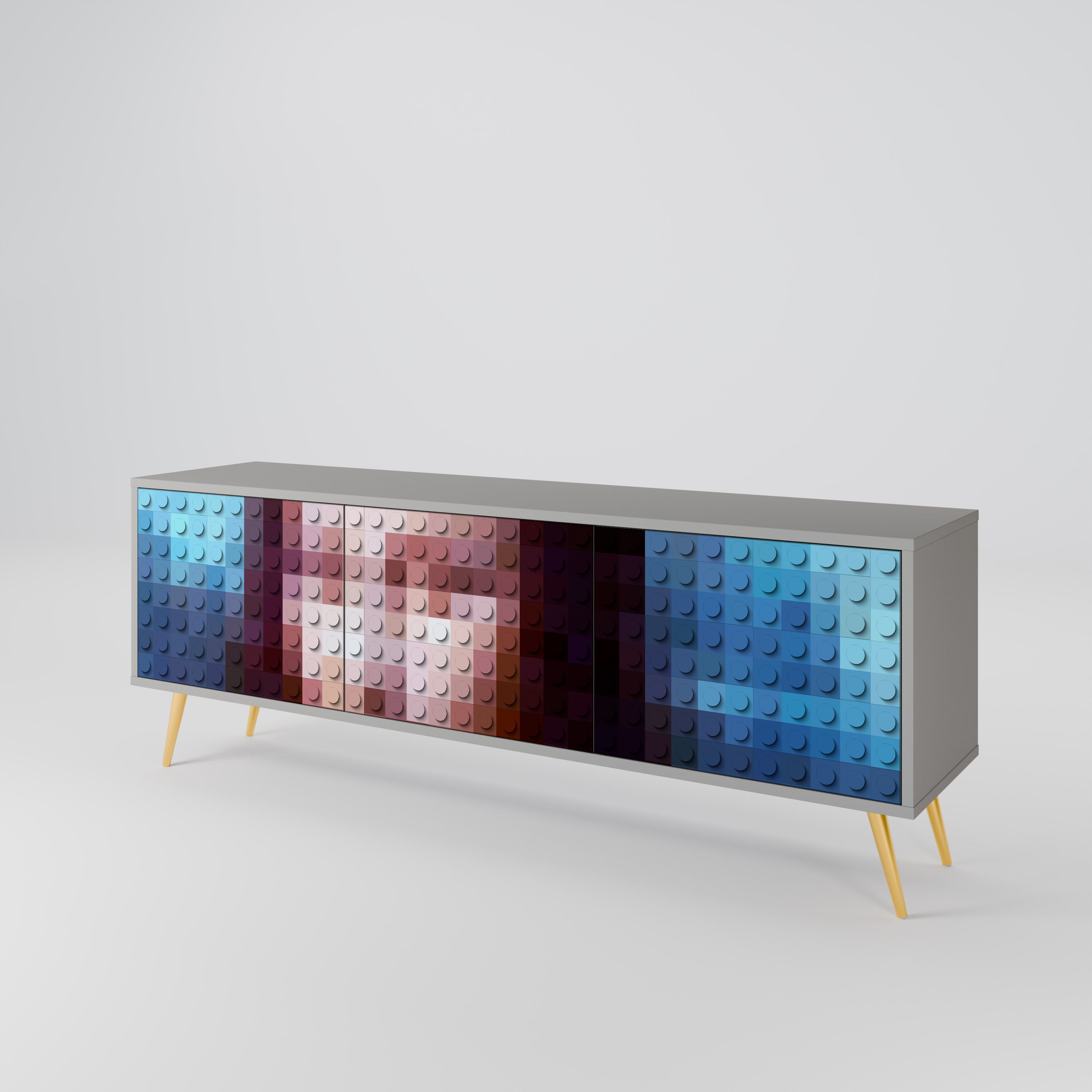 CONSTRUCTIVE ART Móvel de TV com 3 Portas em Acabamento Cinzento