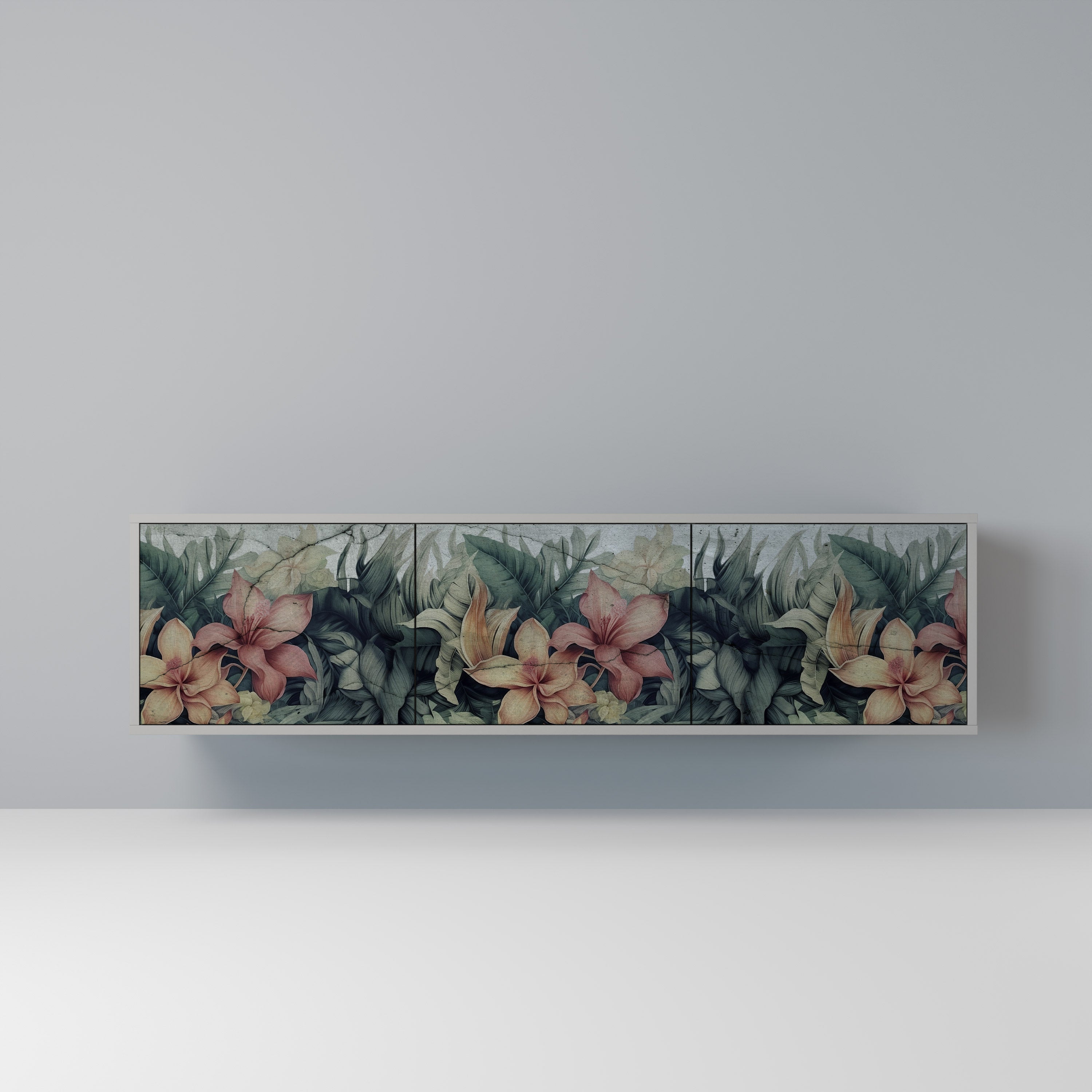 HEAVENLY BLOOM Móvel de TV com 3 Portas em Acabamento Cinzento