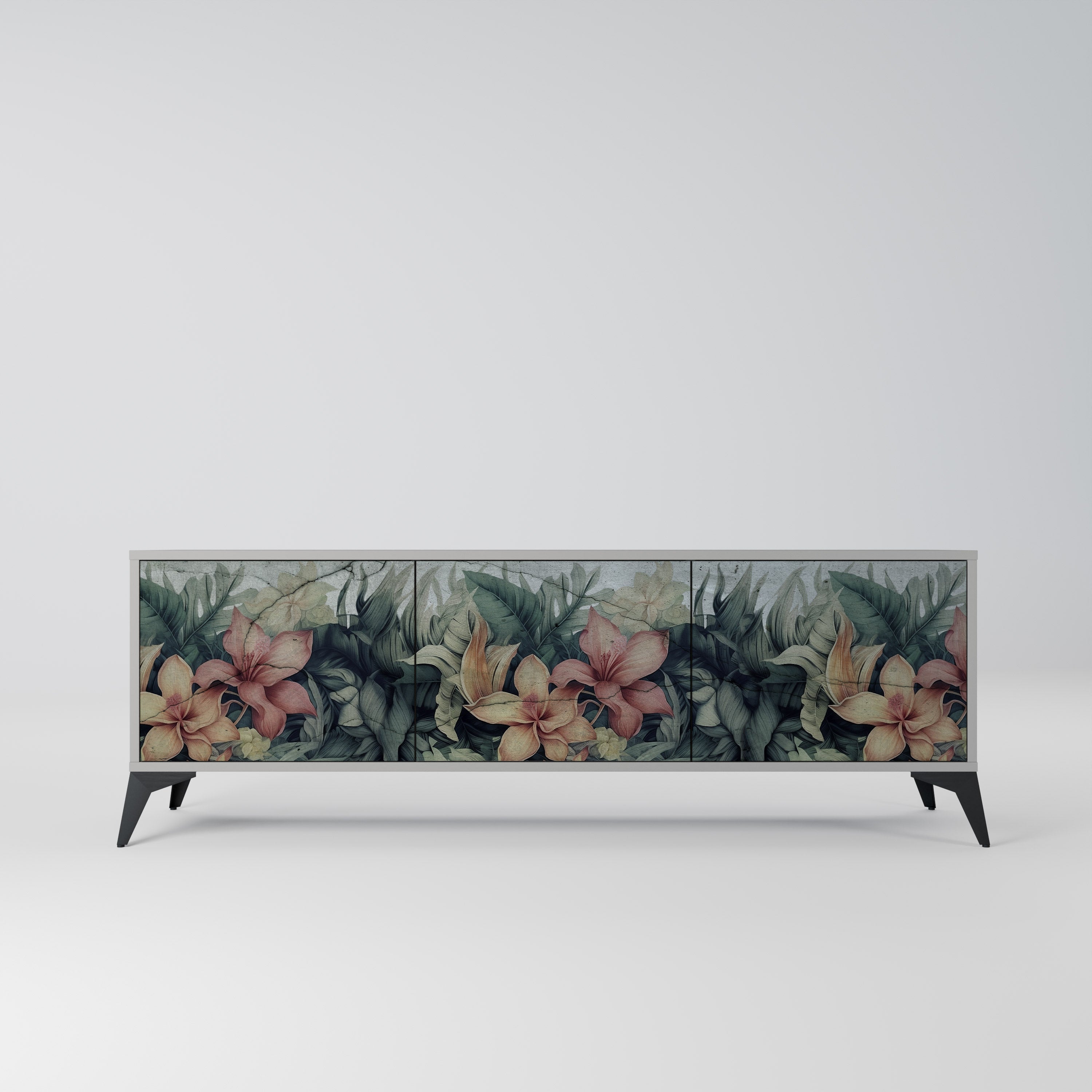 HEAVENLY BLOOM Móvel de TV com 3 Portas em Acabamento Cinzento