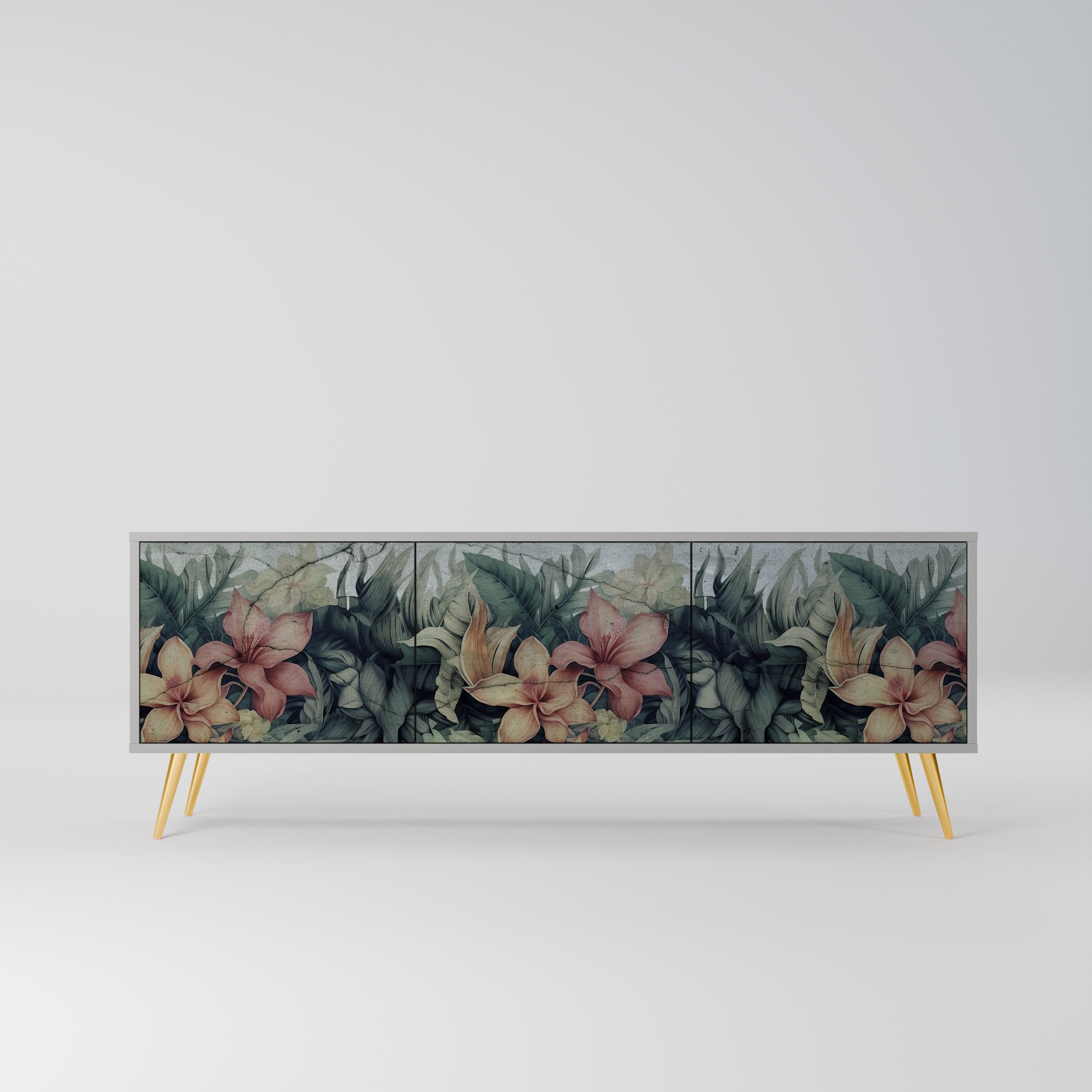 HEAVENLY BLOOM Móvel de TV com 3 Portas em Acabamento Cinzento