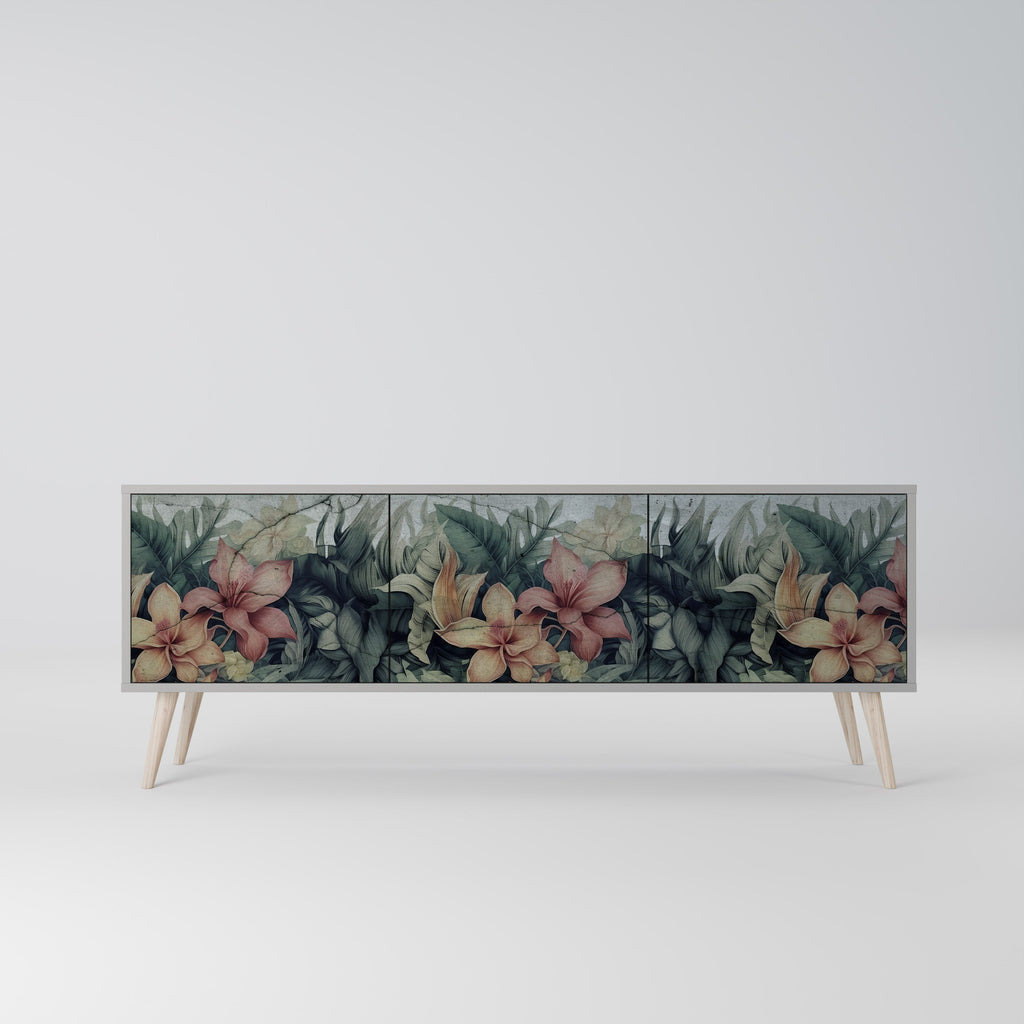 HEAVENLY BLOOM 3-Door TV Stand in Grey Finish