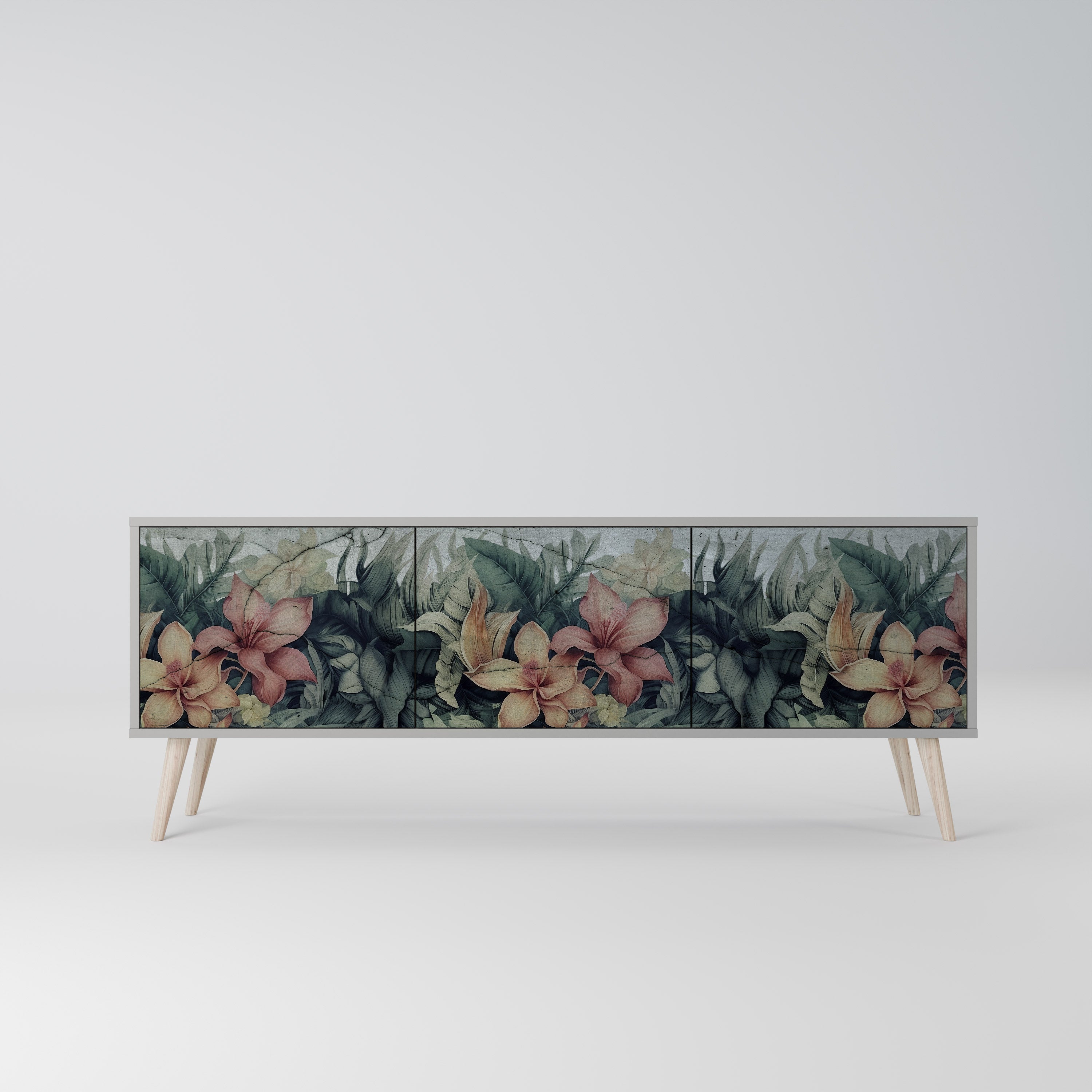 HEAVENLY BLOOM Móvel de TV com 3 Portas em Acabamento Cinzento