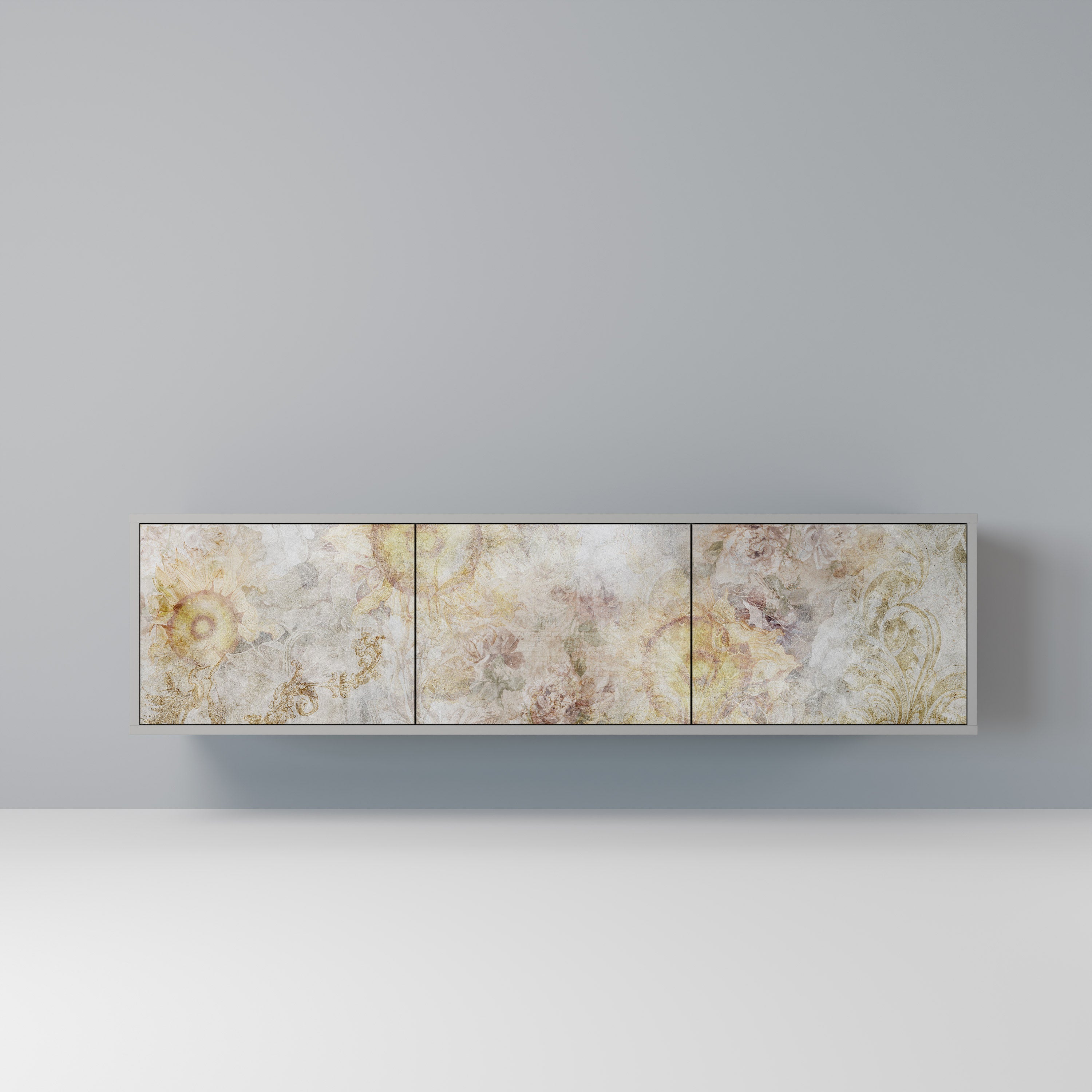 SUNFLOWER BLUR Móvel de TV com 3 Portas em Acabamento Cinzento