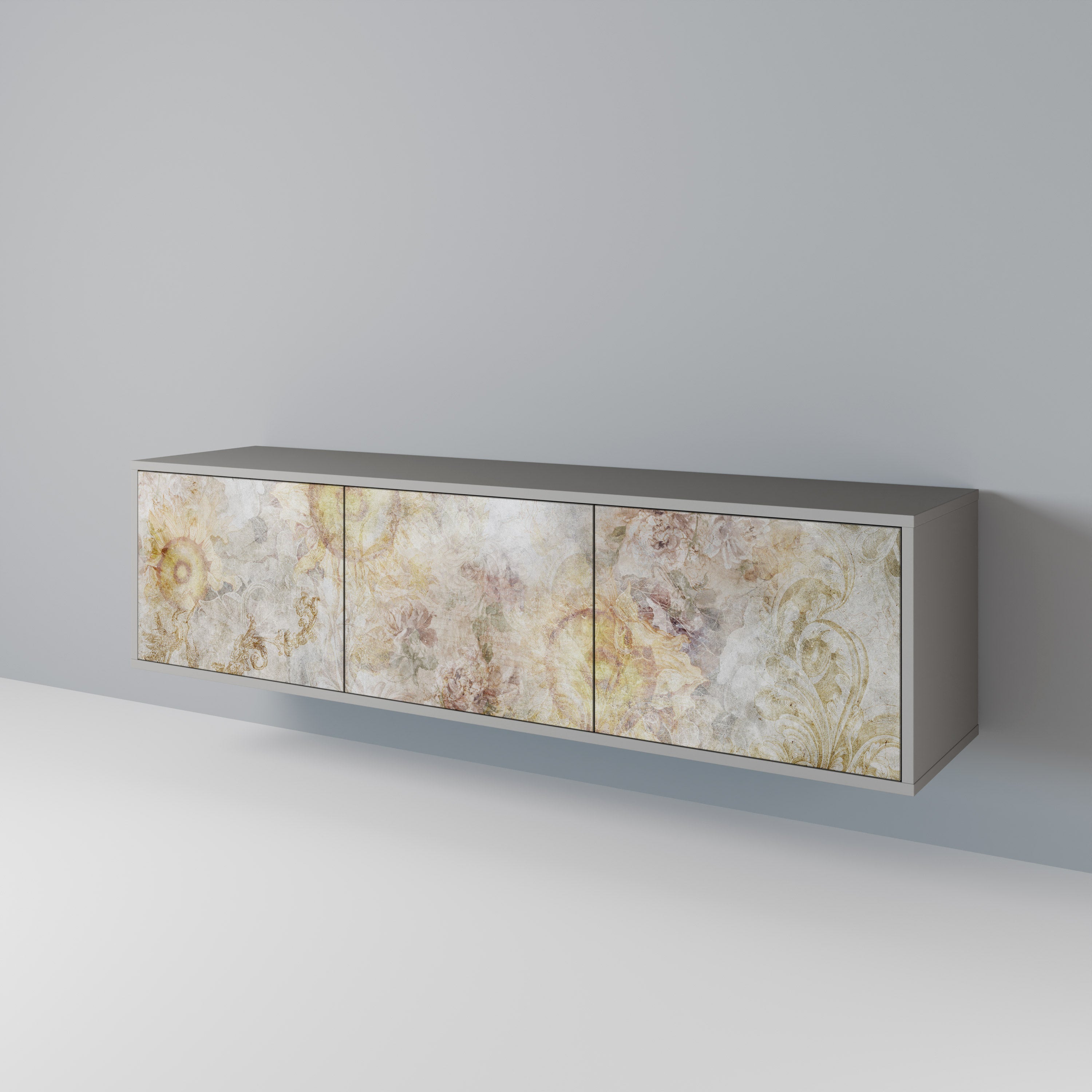 SUNFLOWER BLUR Móvel de TV com 3 Portas em Acabamento Cinzento