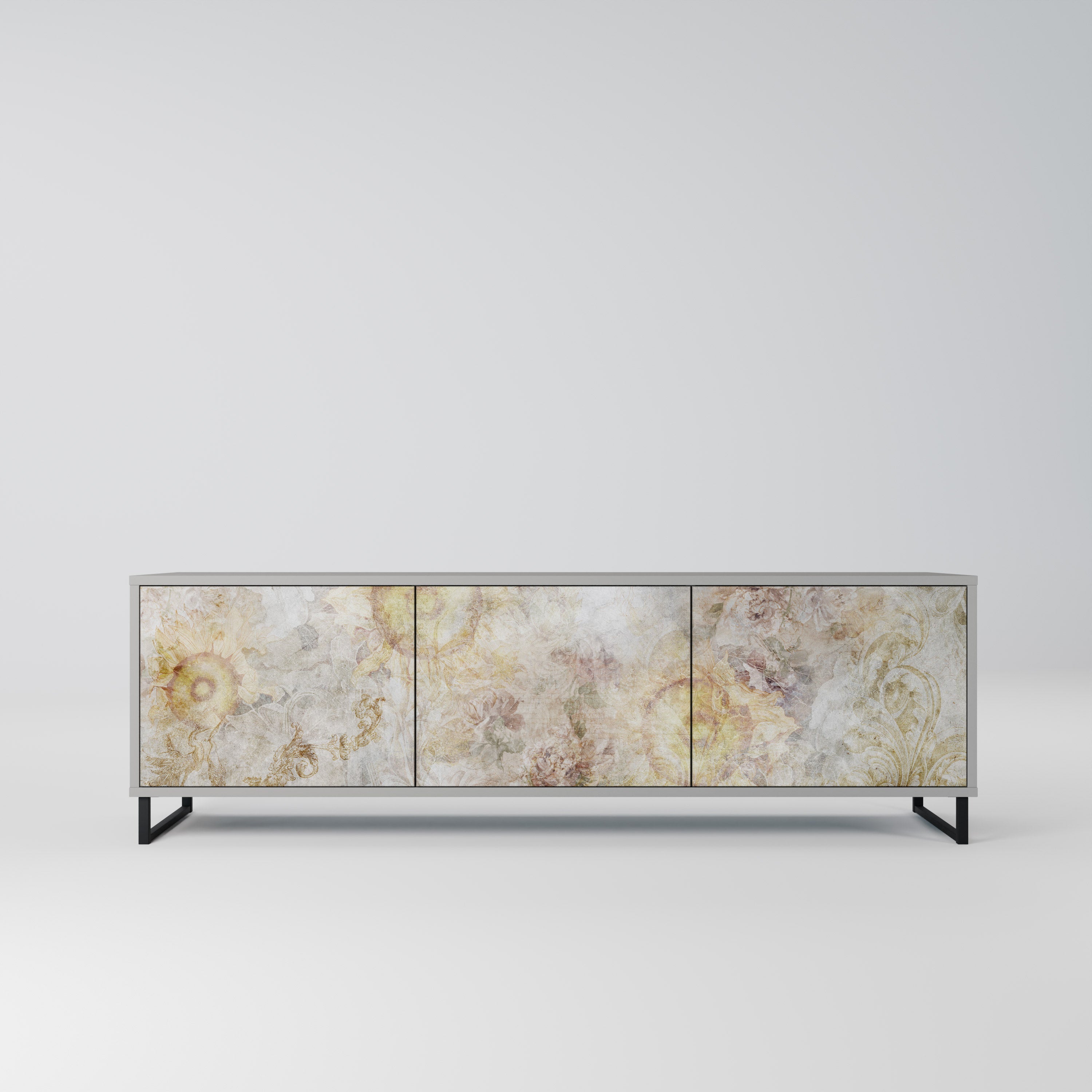 SUNFLOWER BLUR Móvel de TV com 3 Portas em Acabamento Cinzento