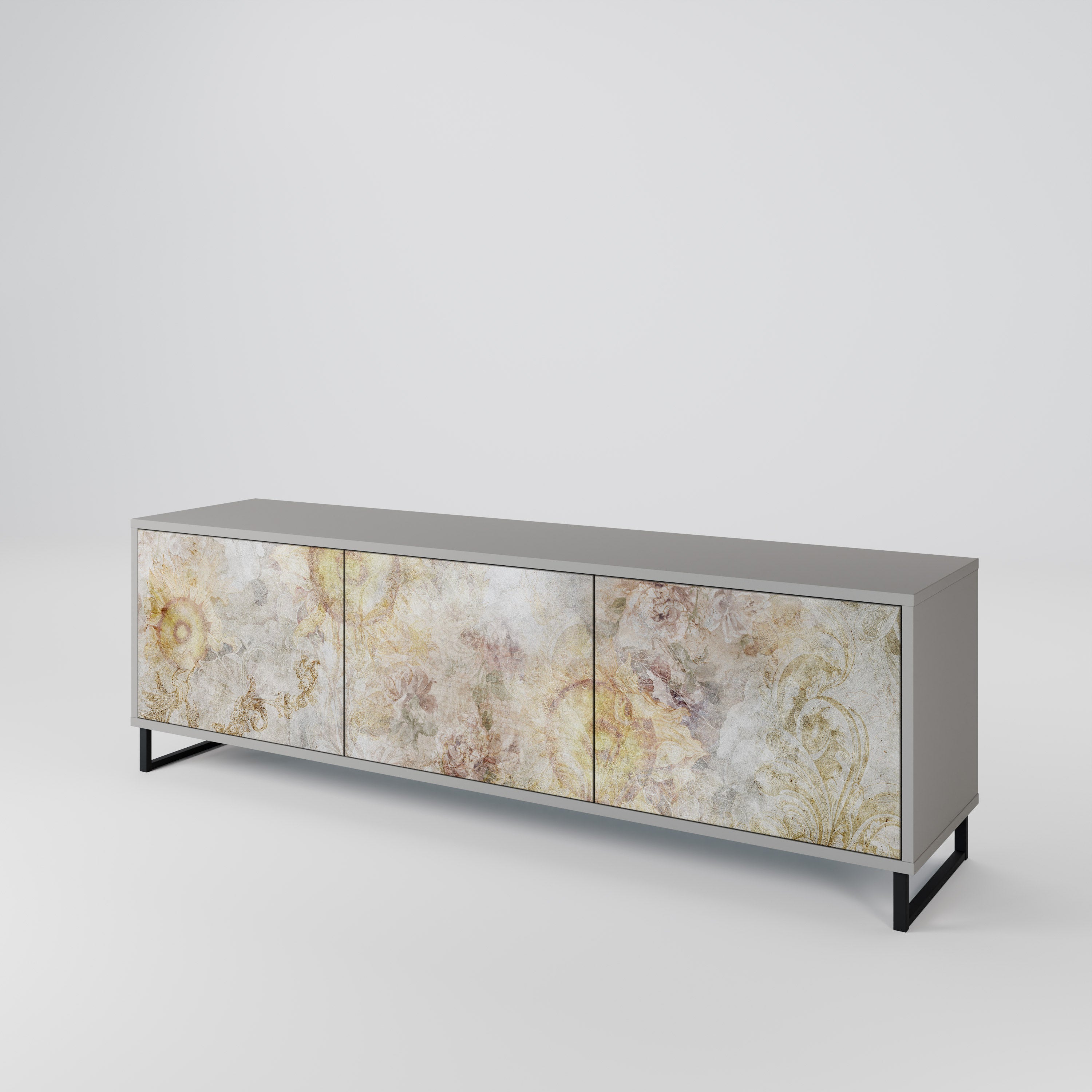 SUNFLOWER BLUR Móvel de TV com 3 Portas em Acabamento Cinzento