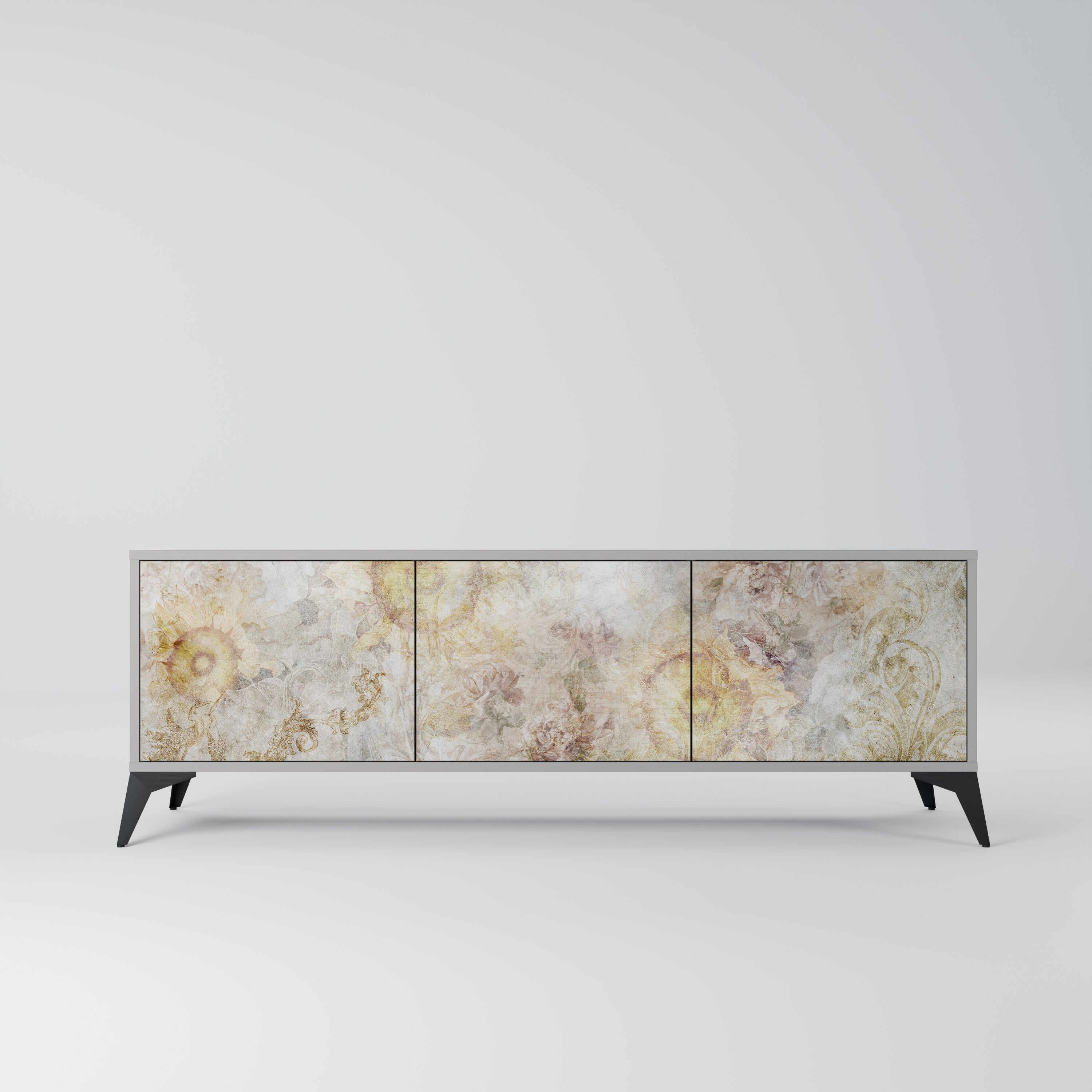 SUNFLOWER BLUR Móvel de TV com 3 Portas em Acabamento Cinzento