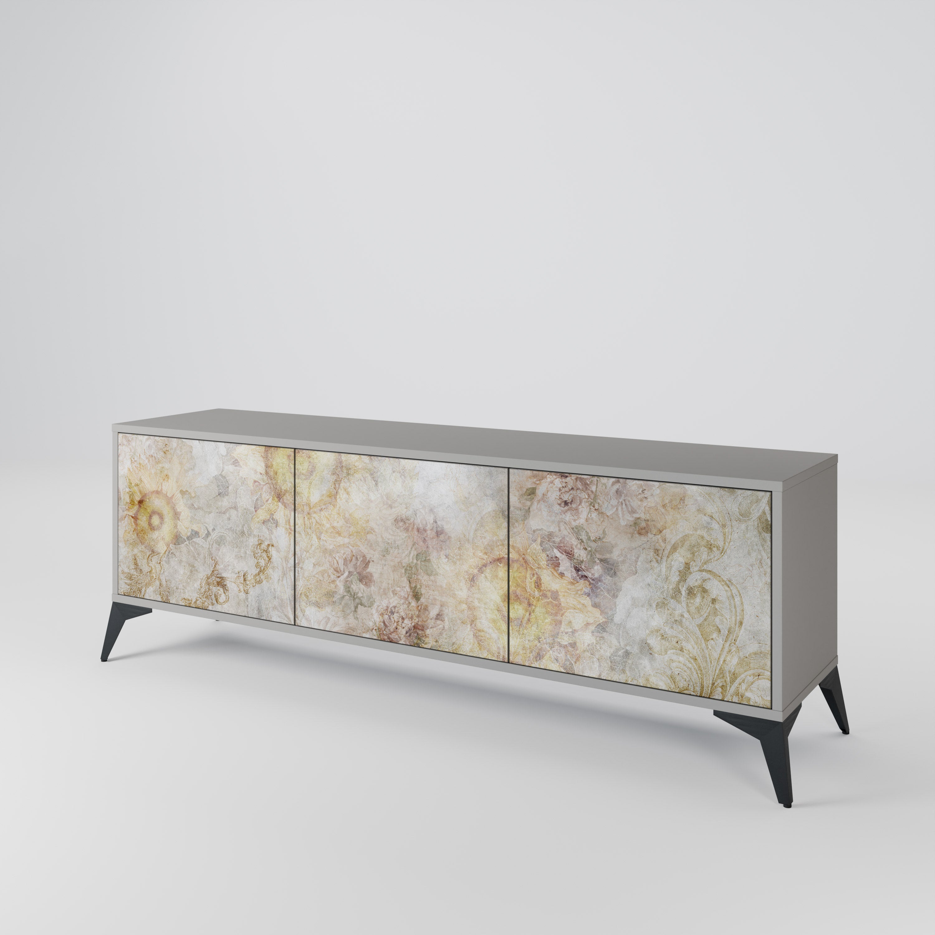 SUNFLOWER BLUR Móvel de TV com 3 Portas em Acabamento Cinzento