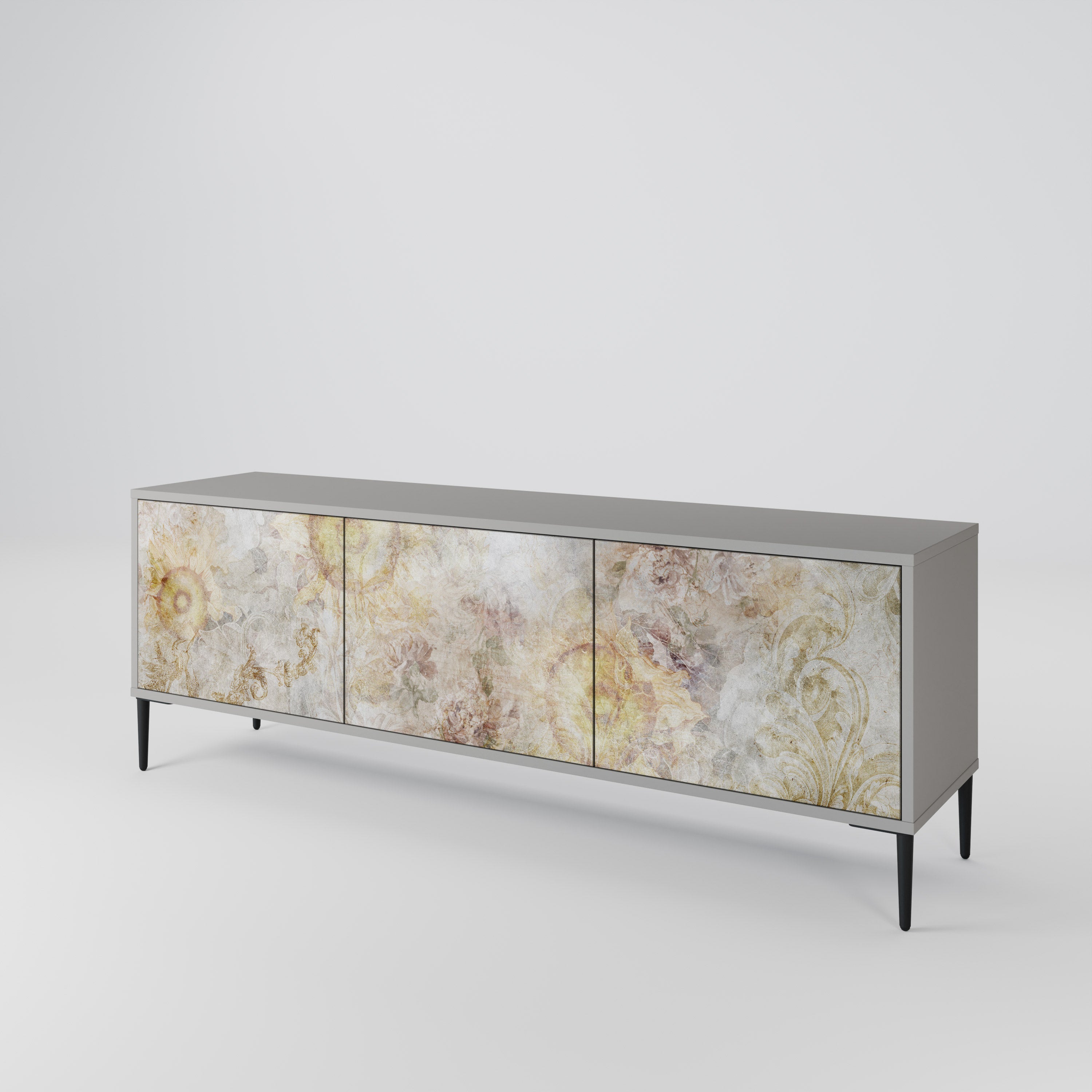 SUNFLOWER BLUR Móvel de TV com 3 Portas em Acabamento Cinzento