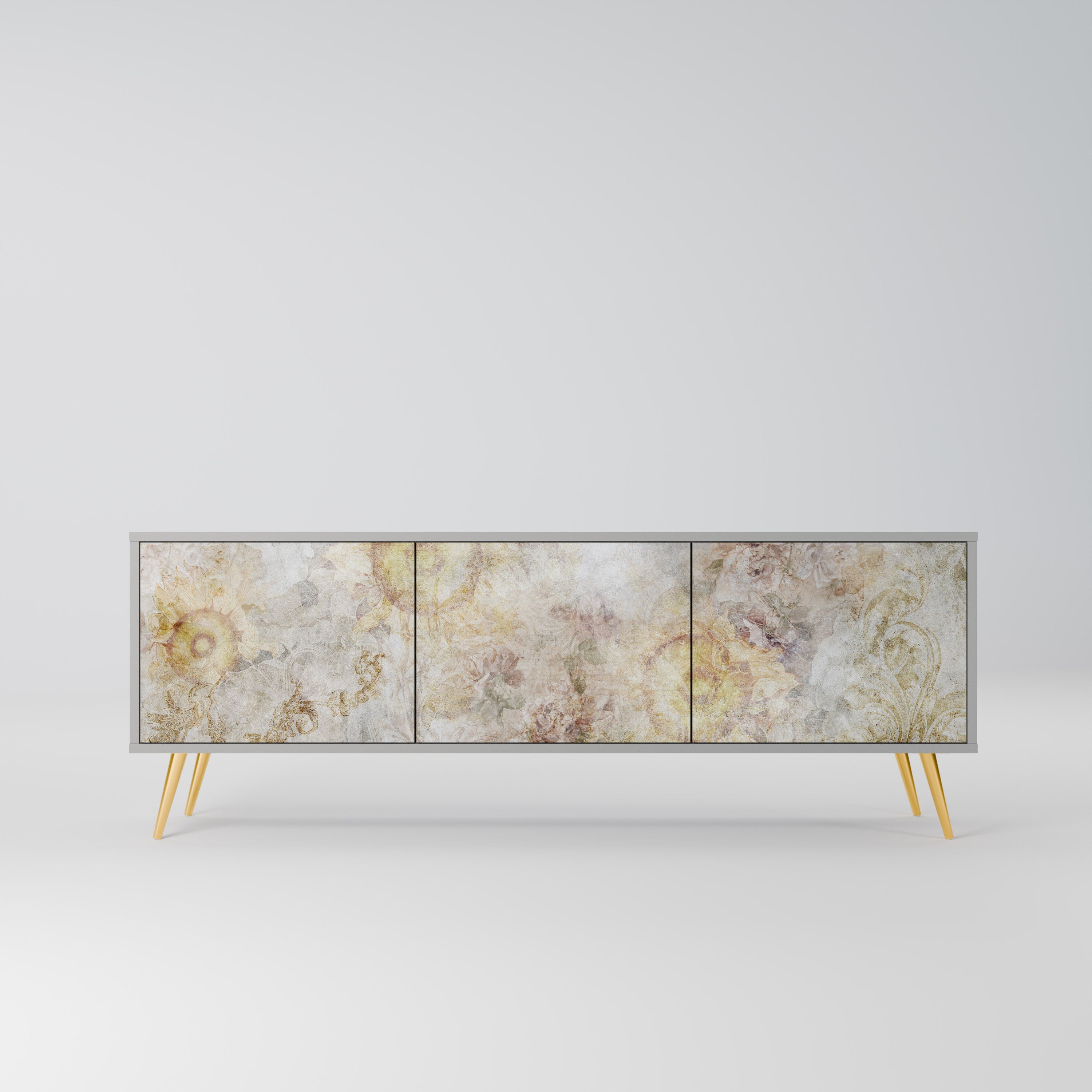 SUNFLOWER BLUR Móvel de TV com 3 Portas em Acabamento Cinzento