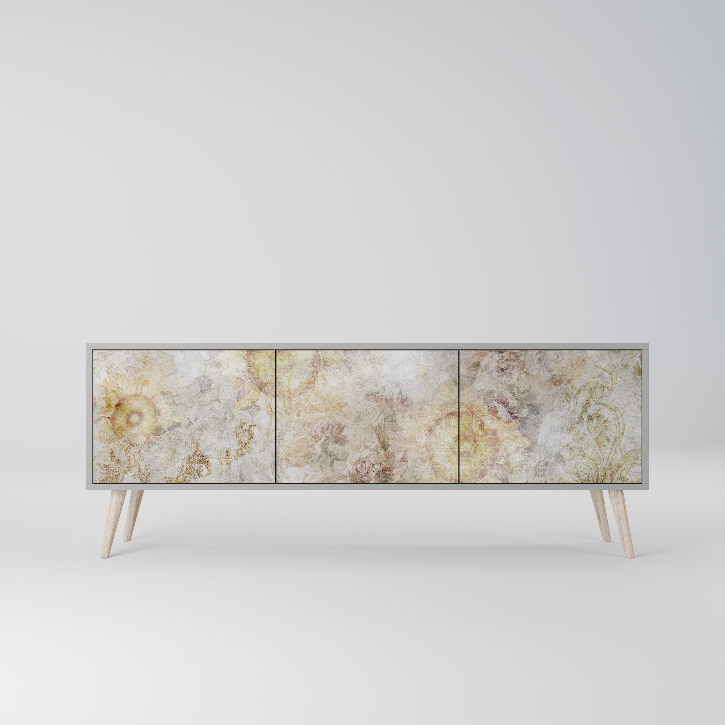 SUNFLOWER BLUR Móvel de TV com 3 Portas em Acabamento Cinzento